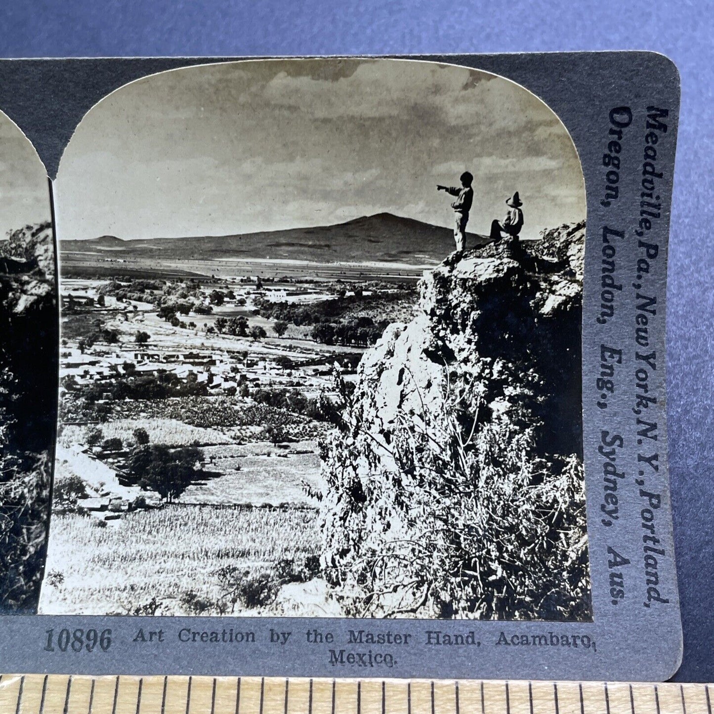 Antique 1909 Daredevils At The Cliff Edge Mexico Stereoview Photo Card V2873