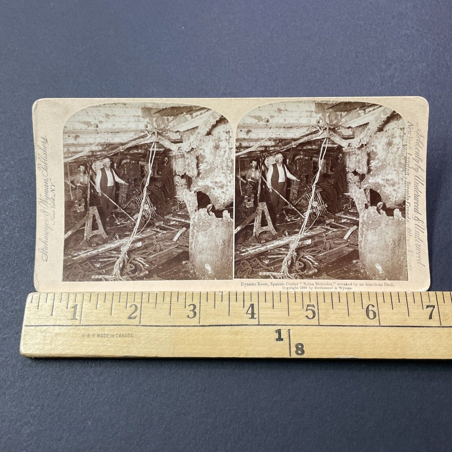 Antique 1899 A Bombed Out Spanish Ship War Disaster Stereoview Photo Card V3279
