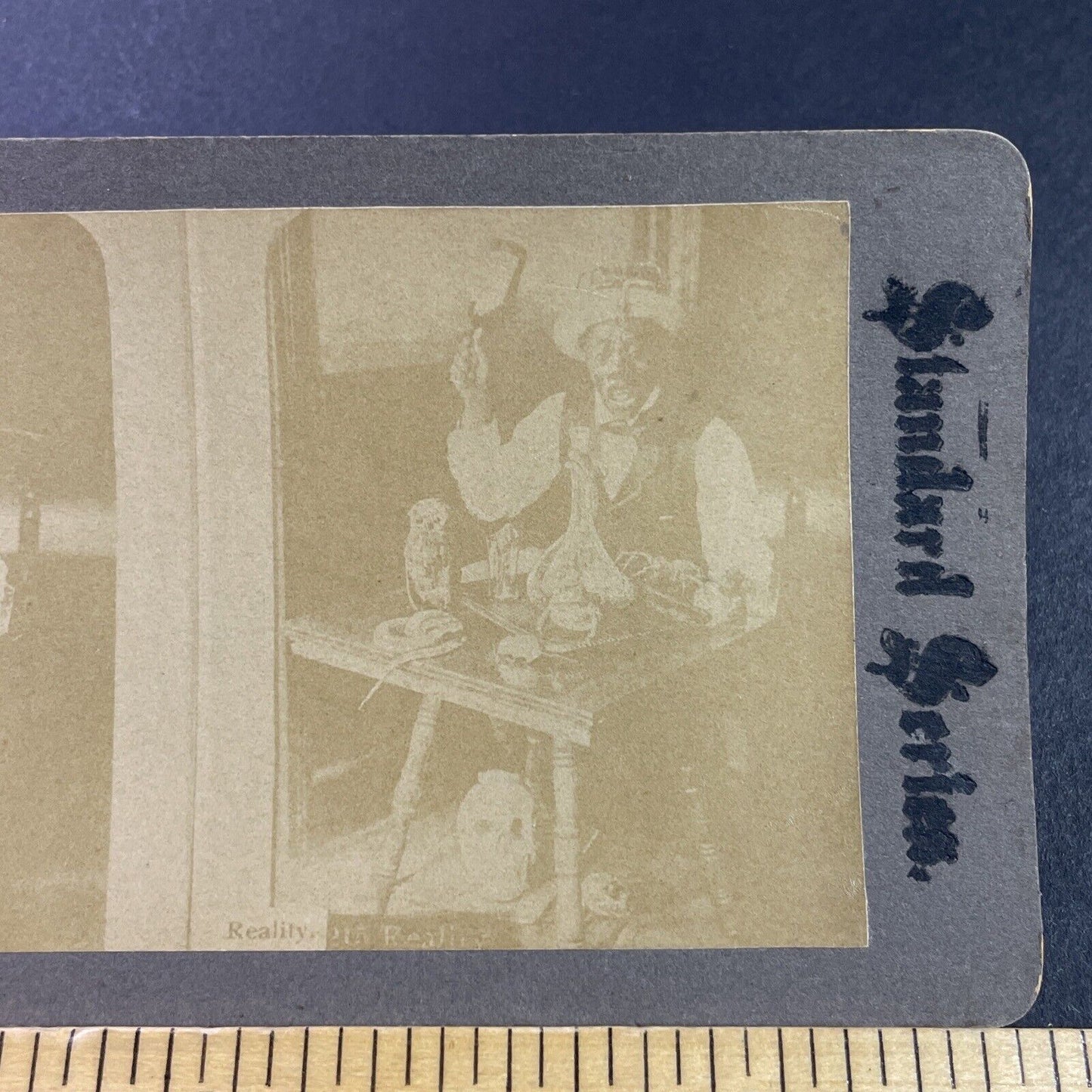 Antique 1870s Voodoo Witch Doctor Skull Black Magic Stereoview Photo Card P3436