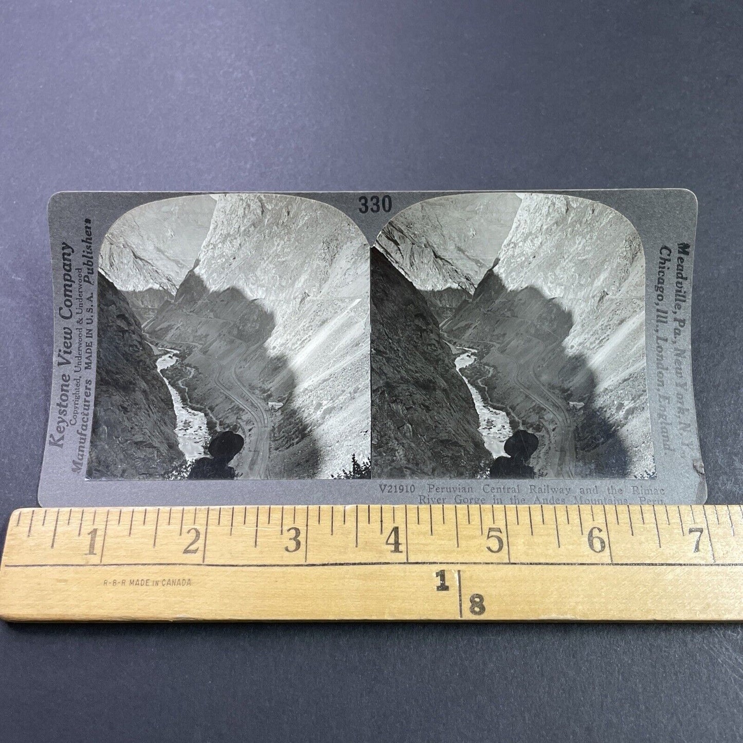 Antique 1910s Gorge Railroad Andes Mountains Peru Stereoview Photo Card P3725