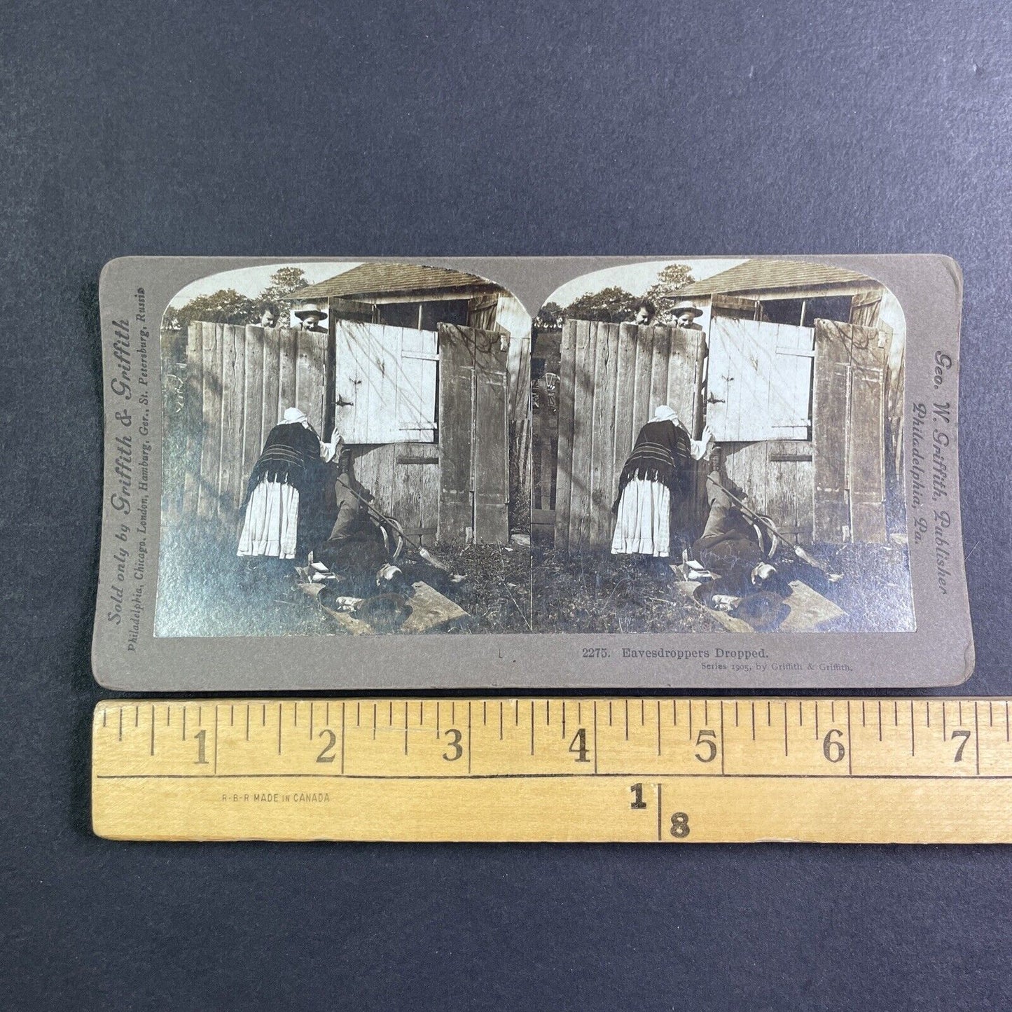 Lot of 2 Eavesdropper Series 2274 & 2275 Stereoview George Griffith c1905 Y1229