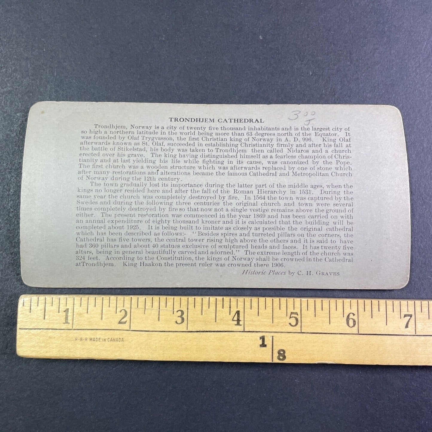 Trondheim Church Cathedral Norway Stereoview C.H. Graves Antique c1907 Y2189