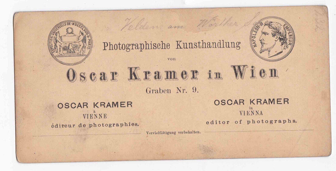 Antique 1867 City Of Velden Am Wörthersee, Austria Oscar Kramer Stereo Card P172