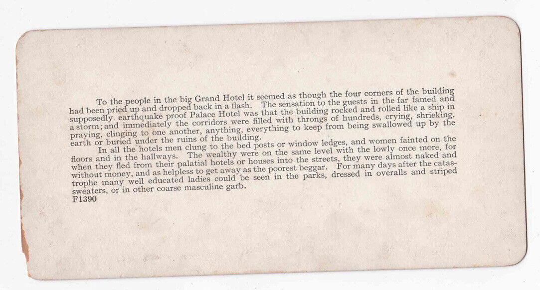 Antique 1906 San Francisco Earthquake Victims Emergency Camp Stereo Card P297