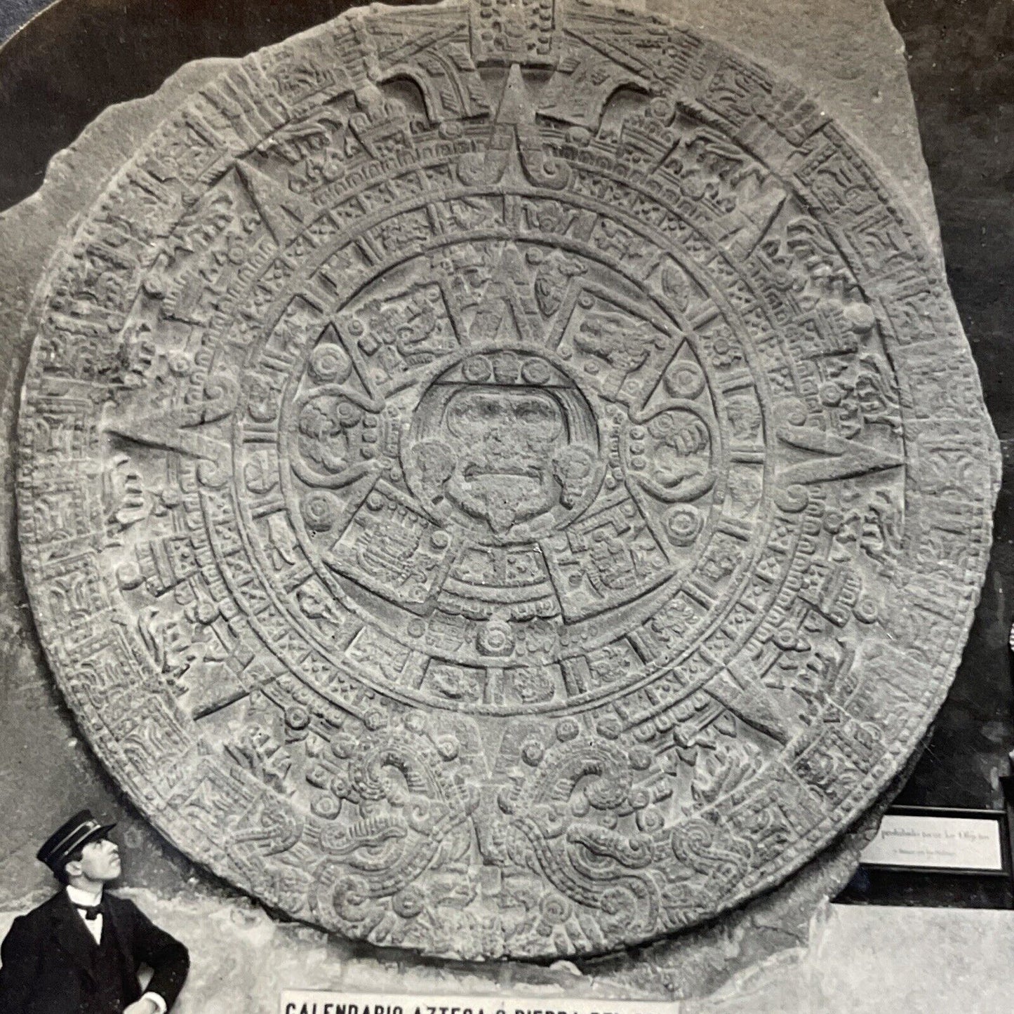 Antique 1930s Aztec Stone Calendar Mexico City Stereoview Photo Card P5012