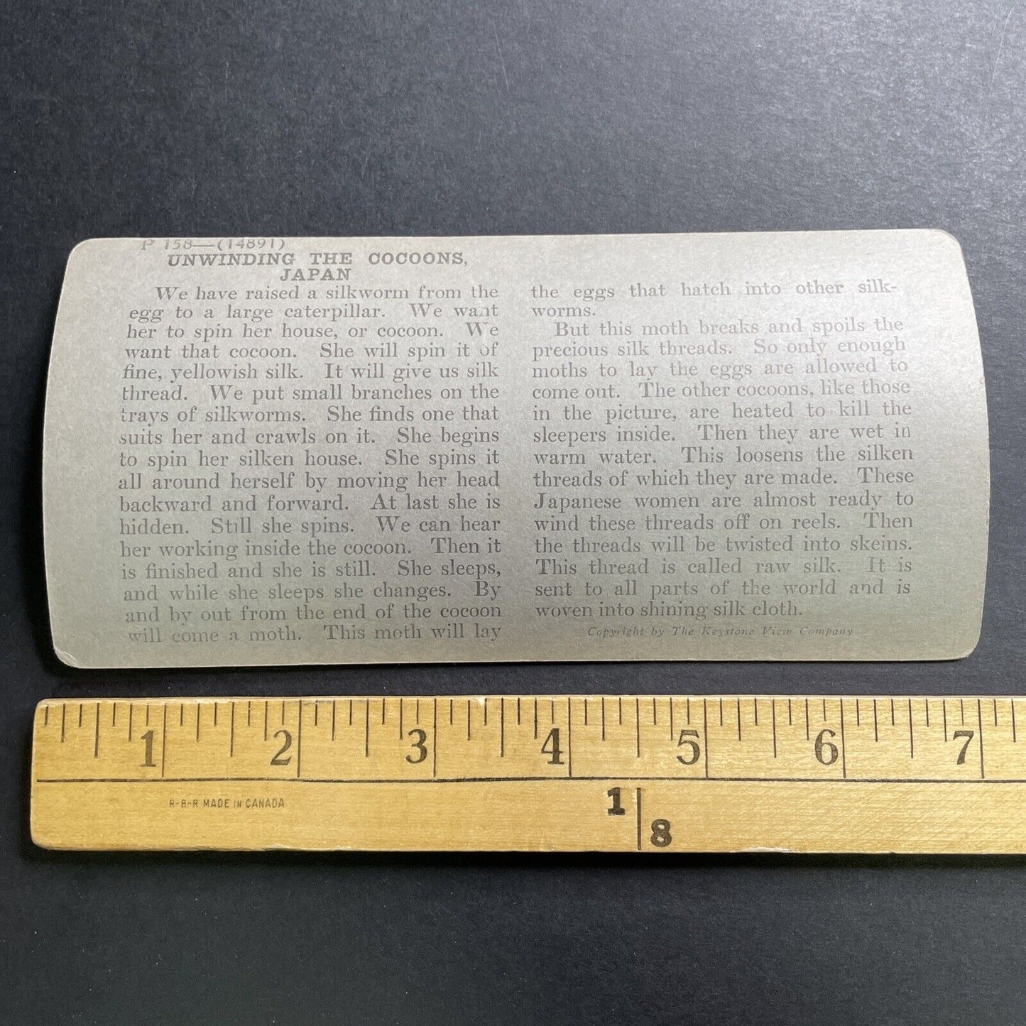 Antique 1906 Removing Silk Worms From Cocoons Japan Stereoview Photo Card P1543