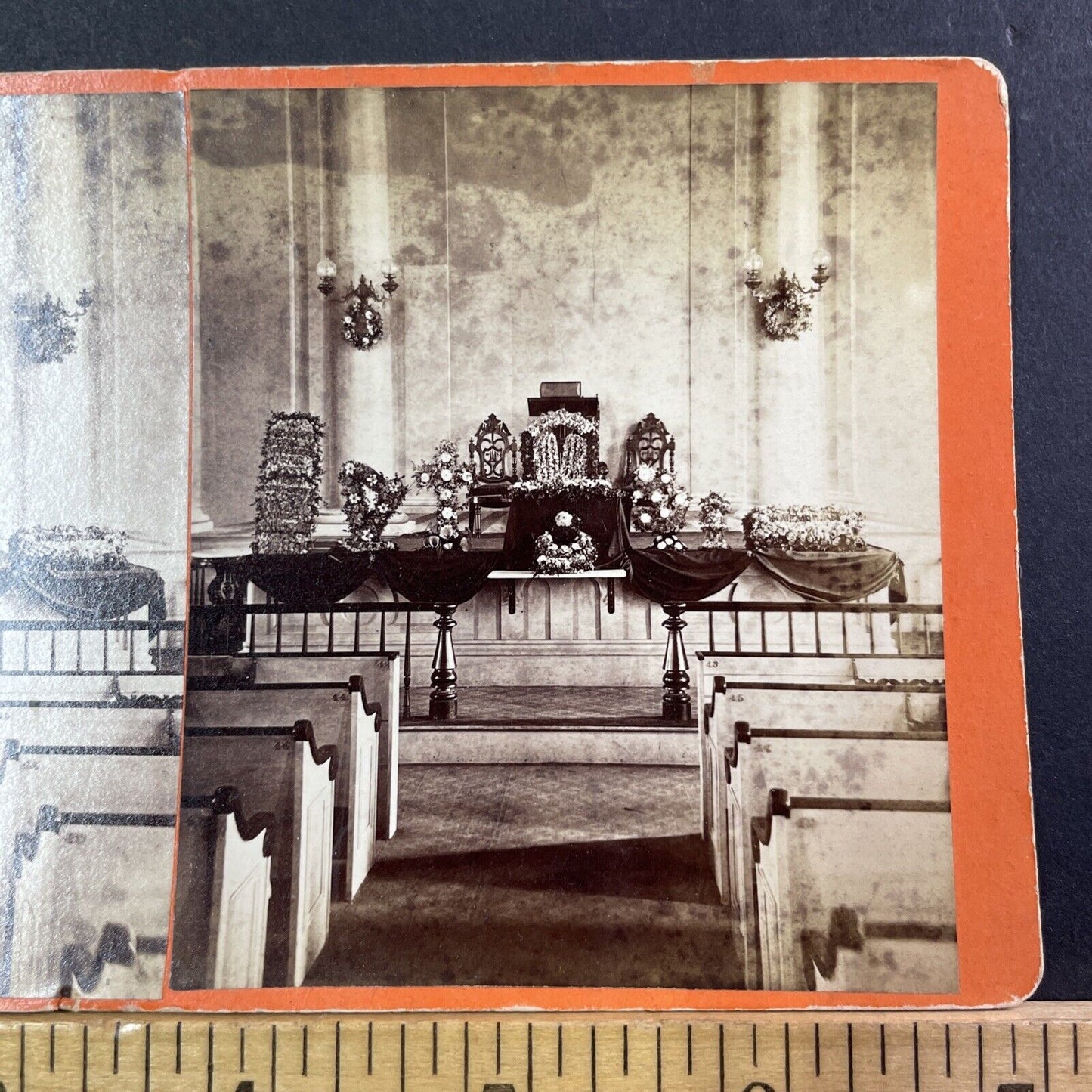 Funeral Flowers Rochester NY Stereoview Seorim Swaine Photo Antique c1869 X866