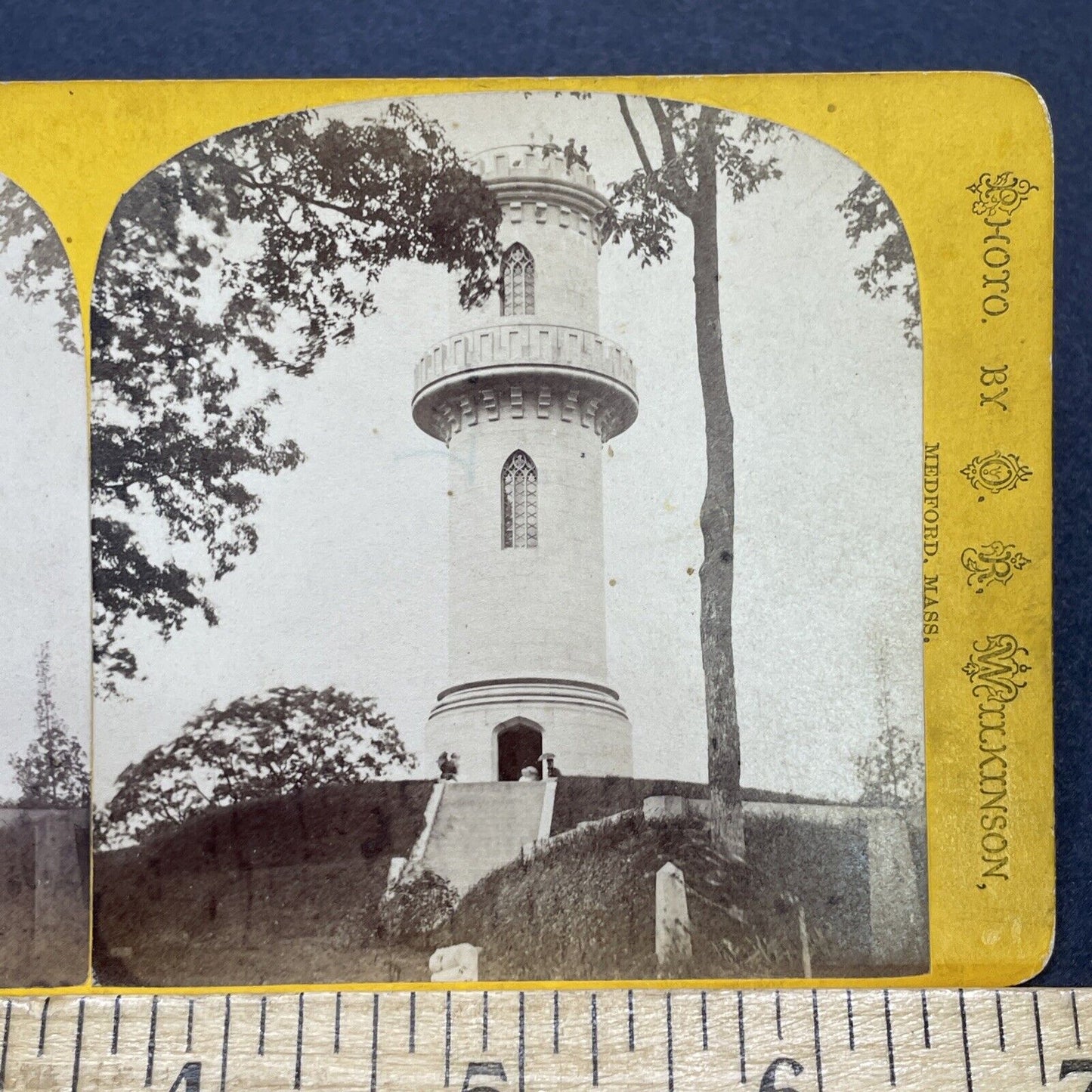 Antique 1870s Mount Auburn Cemetery Monument Stereoview Photo Card V1738