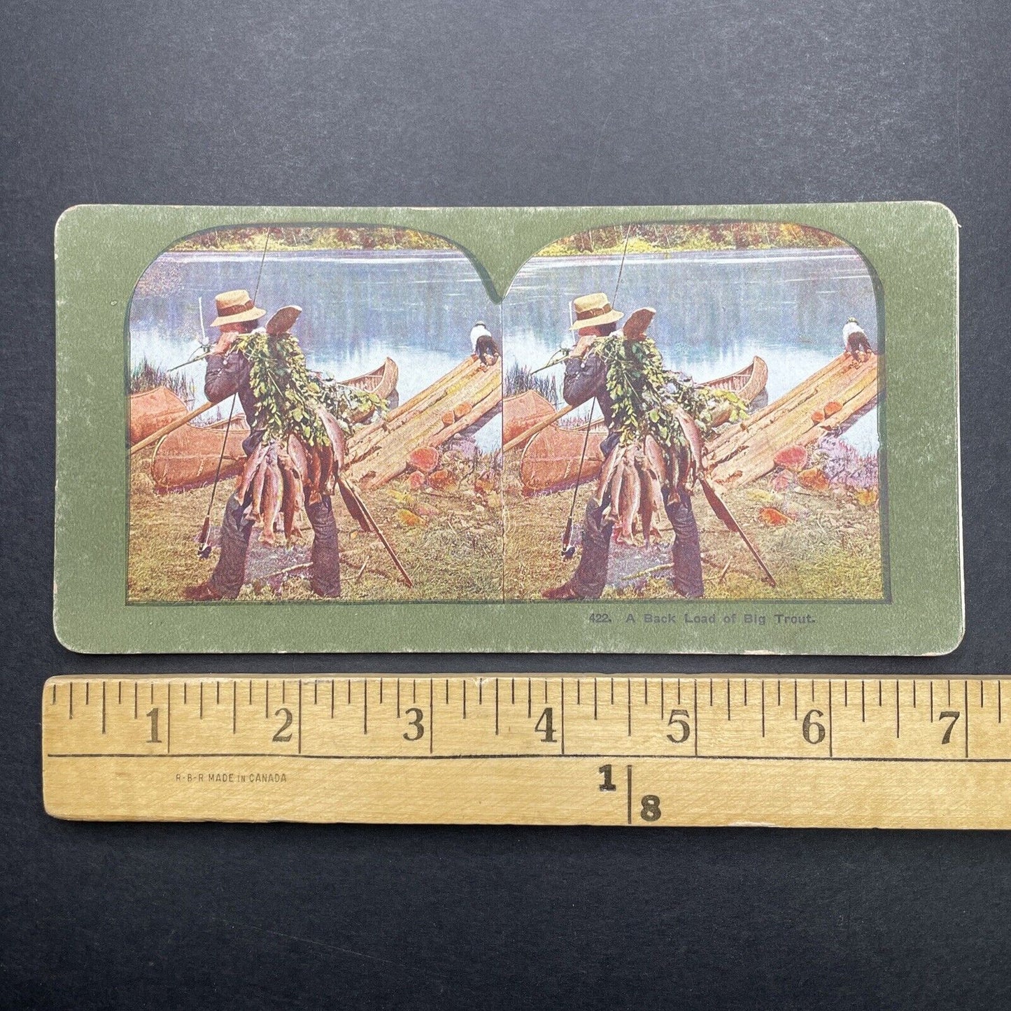 Antique 1899 Fishing In Northern Wisconsin Stereoview Photo Card P580-073