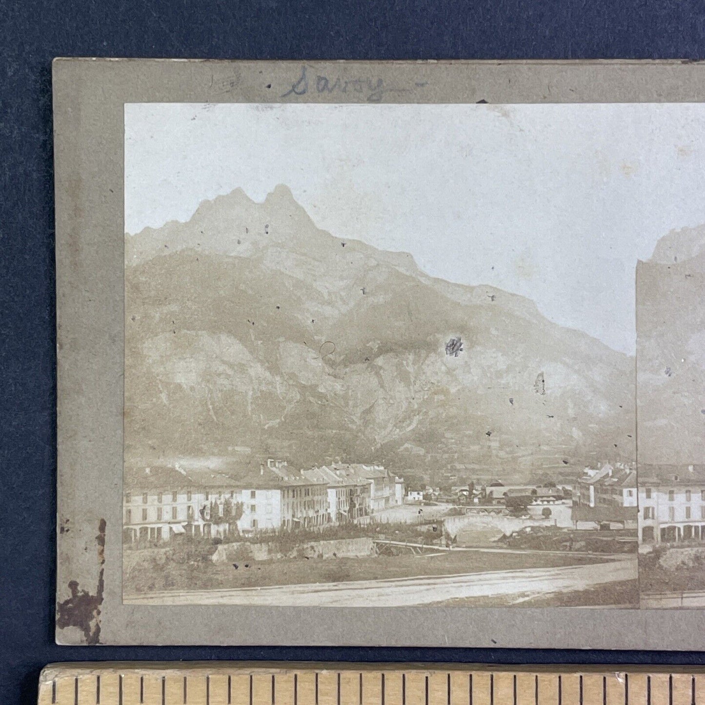 Sallanches Village Savoie France Stereoview Antique c1855 Y1113