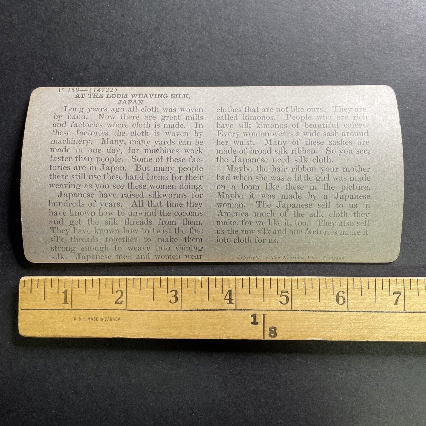 Antique 1906 Spinning Silk Fabric By Hand Japan Stereoview Photo Card P1484