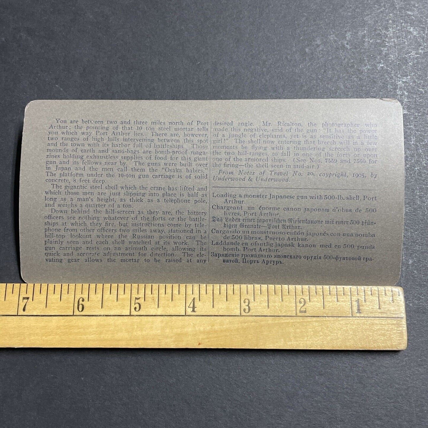 Antique 1905 Japan Heavy Artillery Gun Russia War Stereoview Photo Card P1820