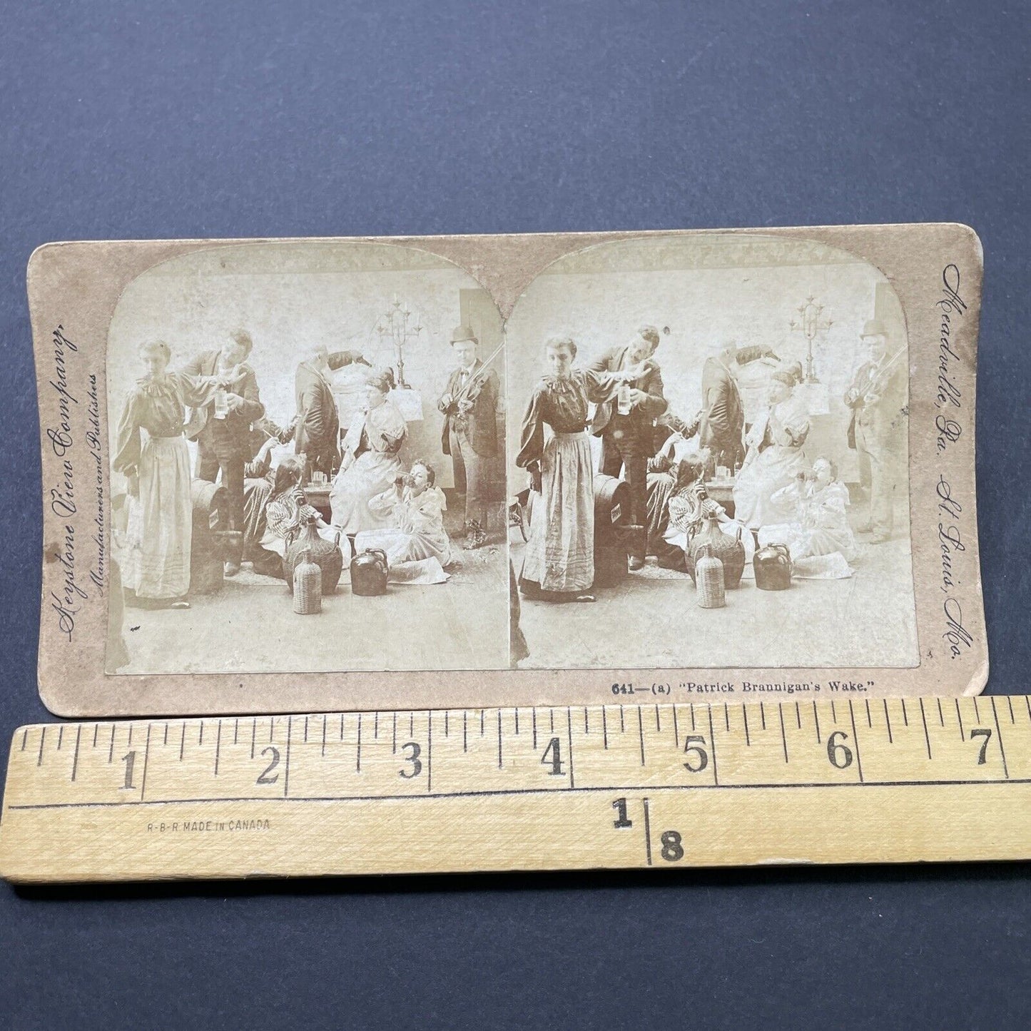 Antique 1890s People Getting Drunk At A Funeral Stereoview Photo Card P2586