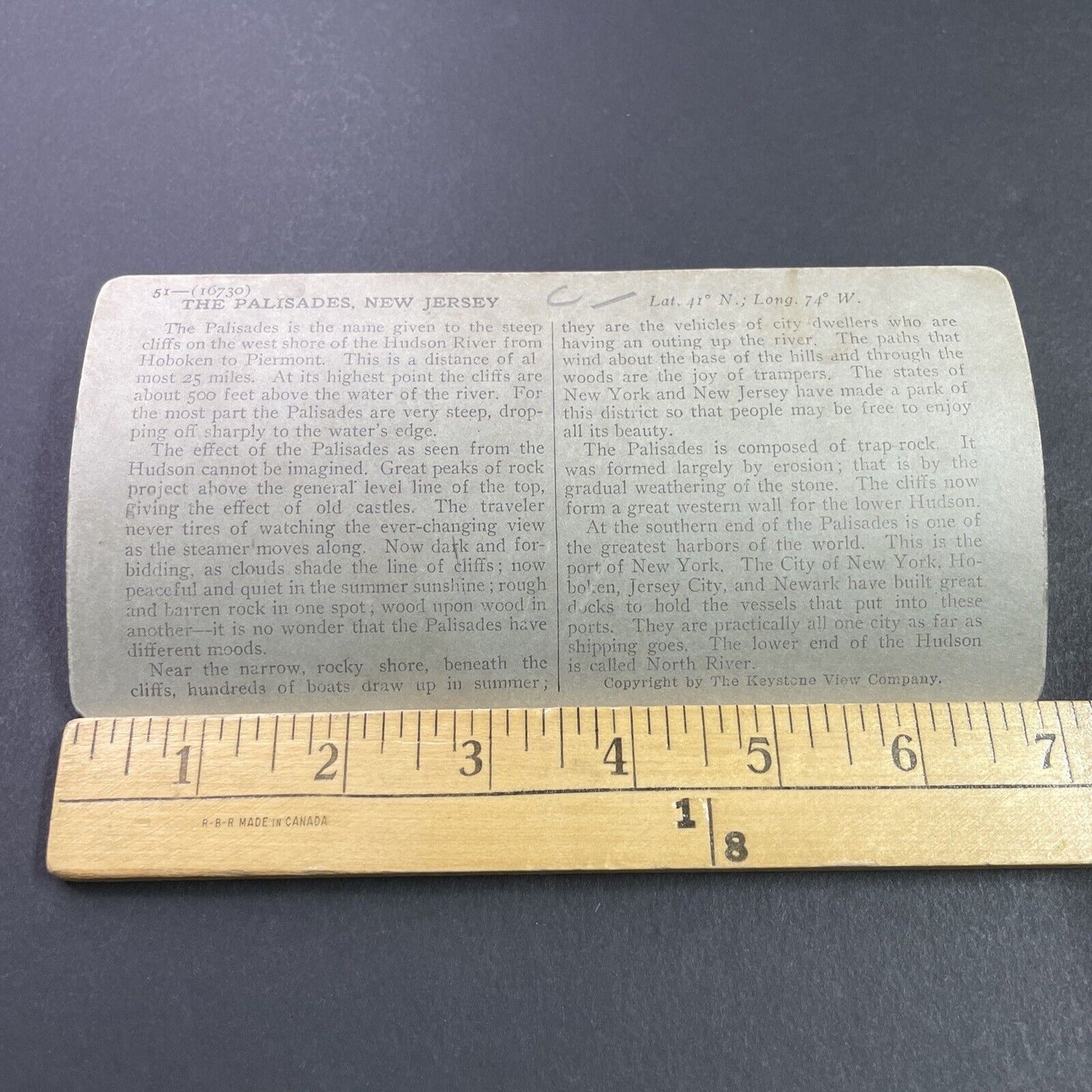 Antique 1920s The Palisades Cliff New Jersey Stereoview Photo Card P3673