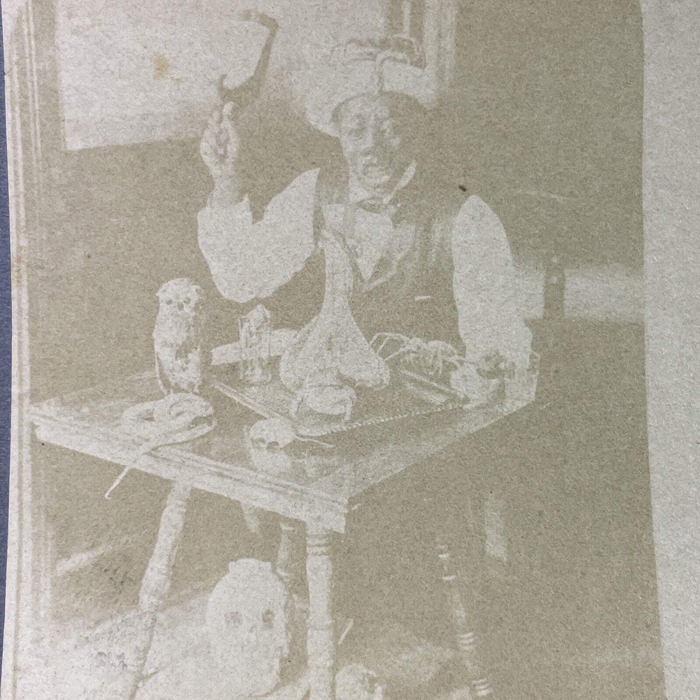 Antique 1870s Voodoo Witch Doctor Skull Black Magic Stereoview Photo Card P3436