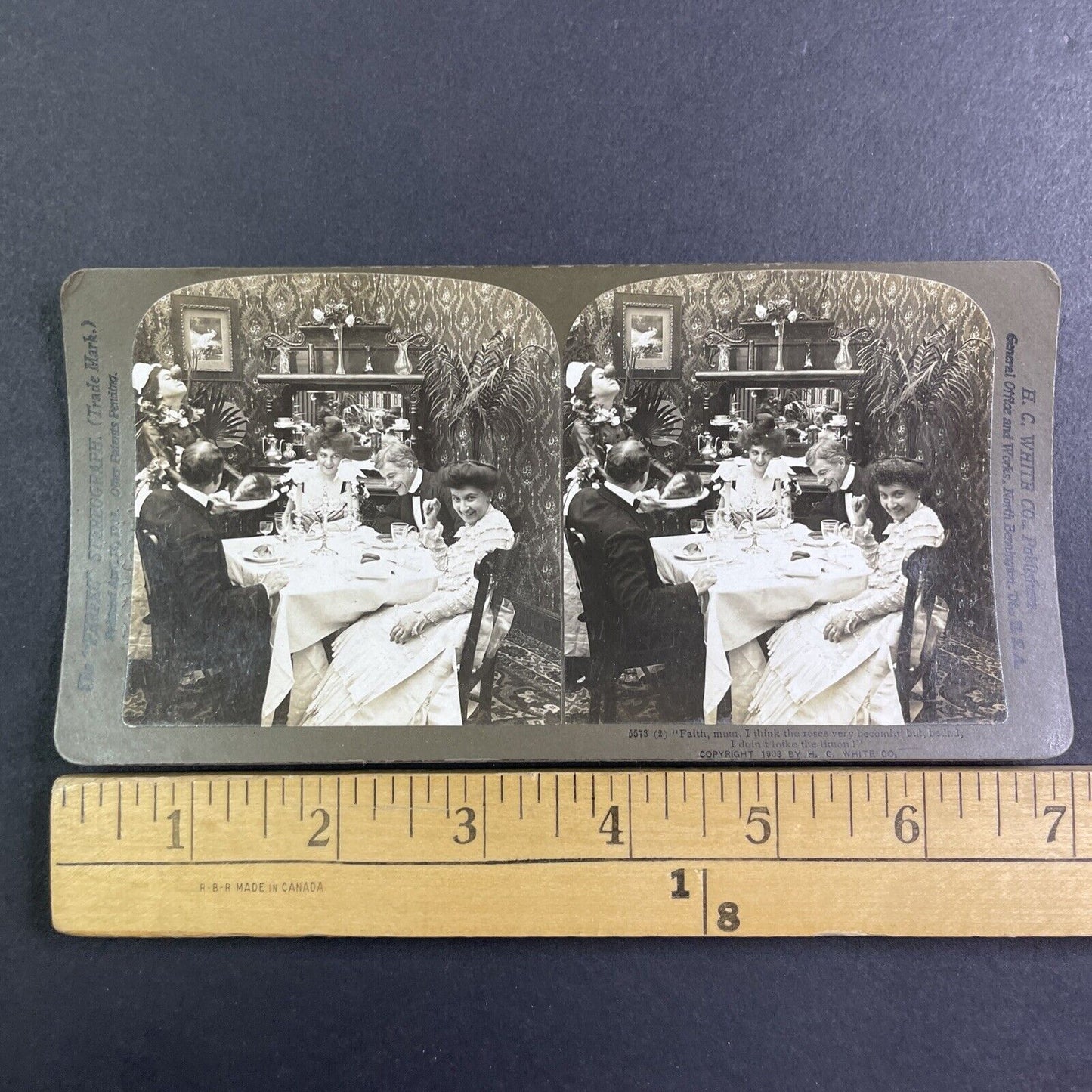 Maid Balances a Turnip on her Nose Stereoview Antique c1903 Y1222