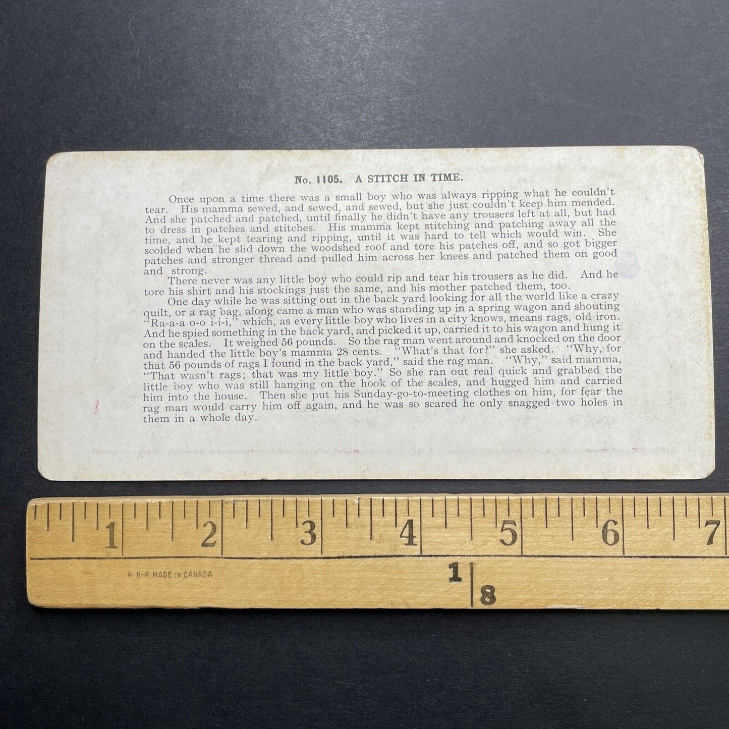 Antique 1892 Mother Sewing A Boy's Ripped Pants Stereoview Photo Card P1231