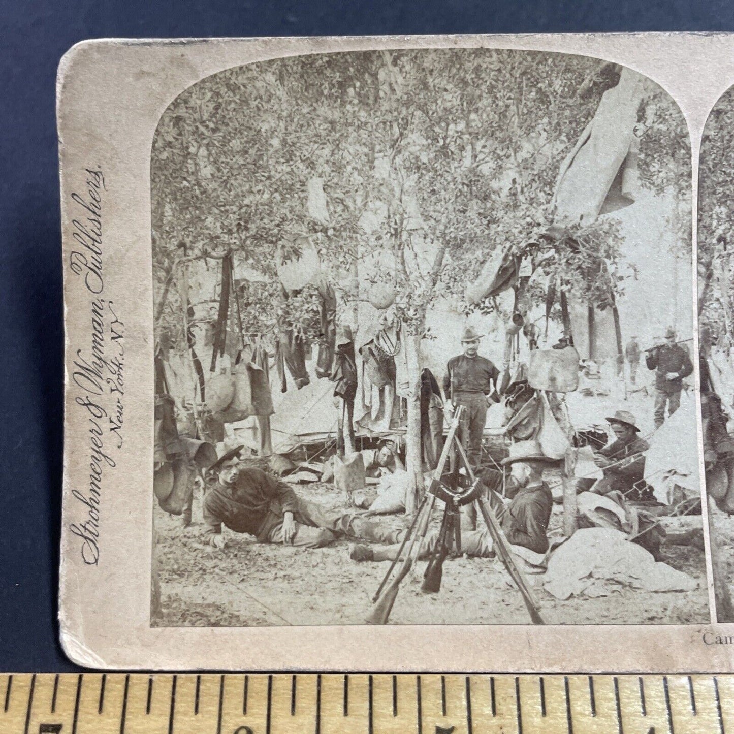 Antique 1898 US 4th Infantry Army Tampa Bay FL Stereoview Photo Card P1980-01