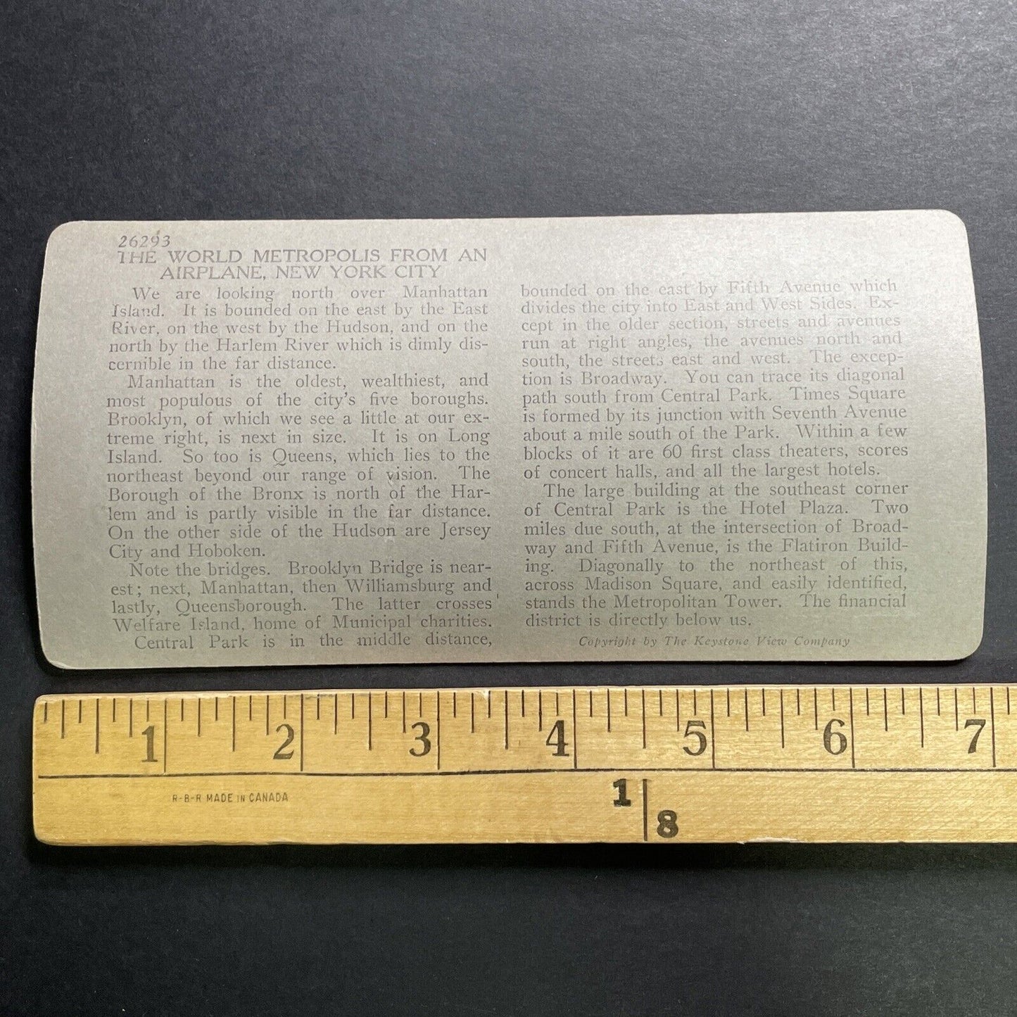Antique 1918 Birdseye View Of Manhattan New York Stereoview Photo Card P1344
