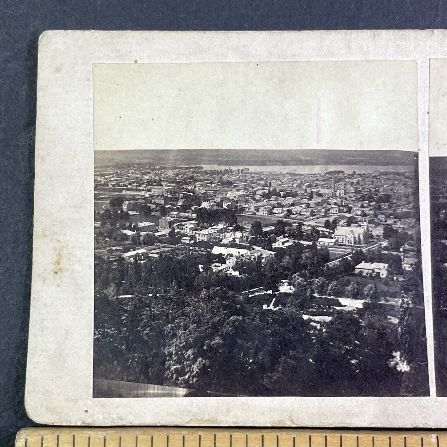 Hamilton Ontario From The Escarpment Stereoview City View Antique c1860s X4175