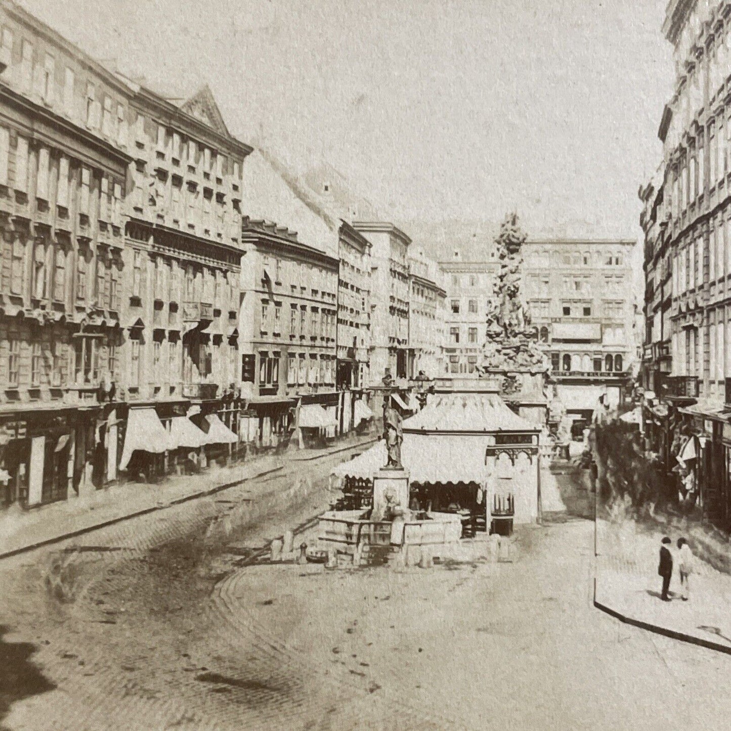 Antique 1870s Graben Vienna Austria City Center Stereoview Photo Card P5190