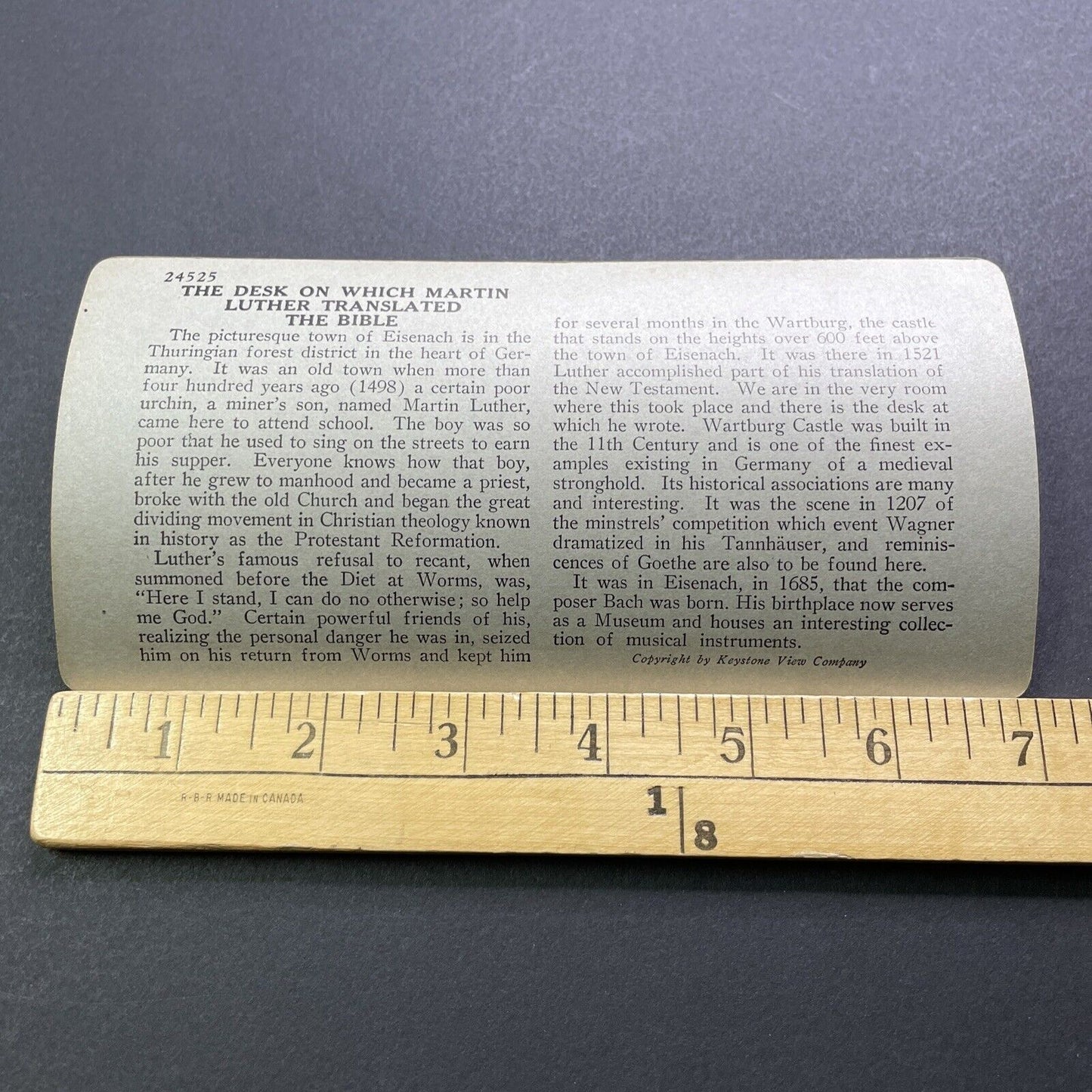 Antique 1930s Martin Luther's Room Eisenach Germany Stereoview Photo Card V2921