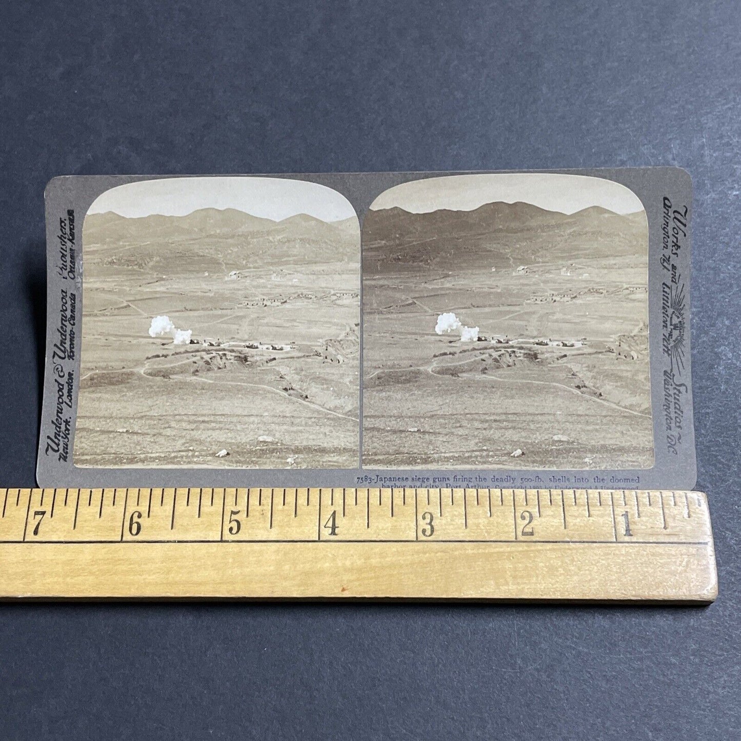 Antique 1905 Japan 500lb Canons Fire On Russians Stereoview Photo Card P380-16