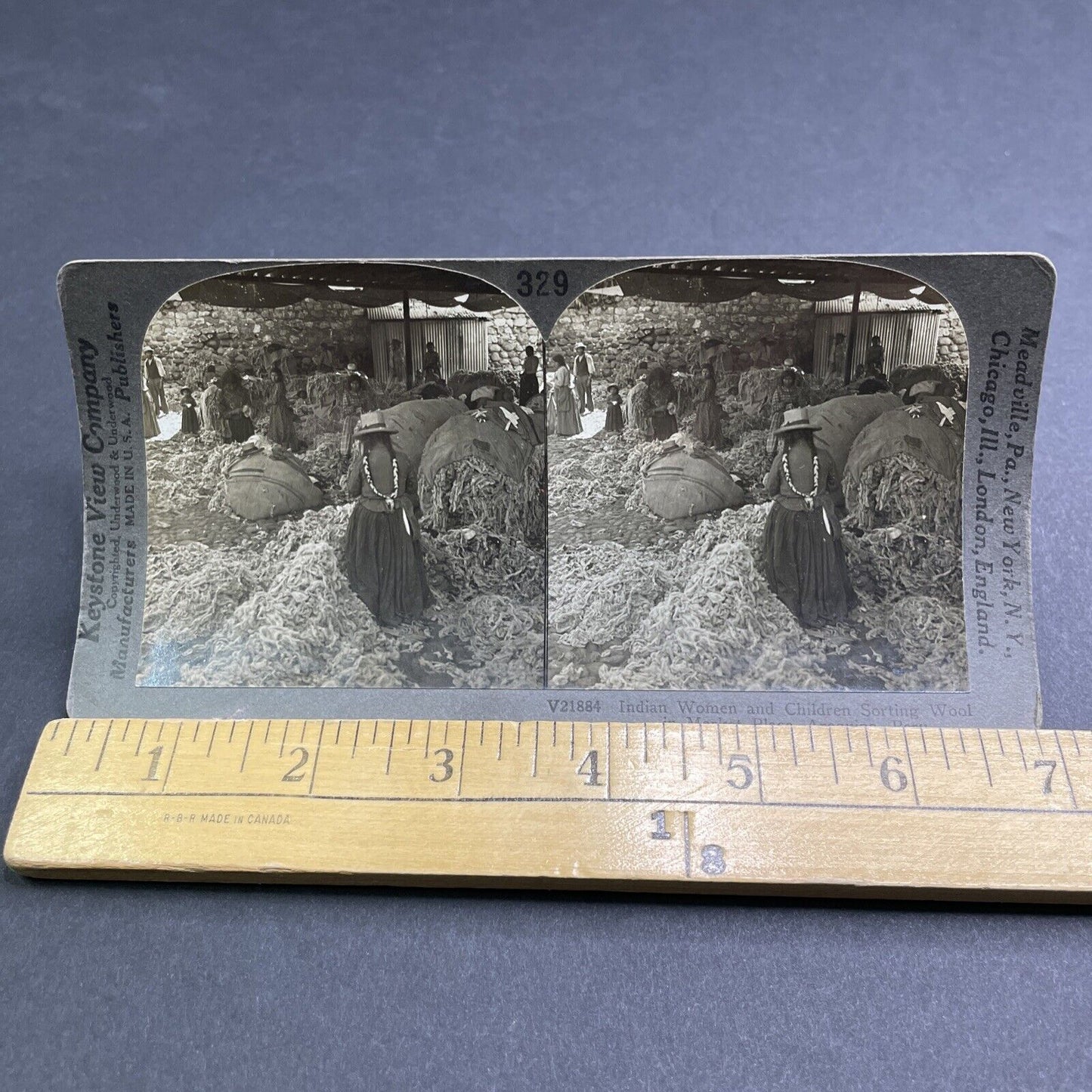 Antique 1909 Native Women Farm Alpaca Wool Peru Stereoview Photo Card P1926