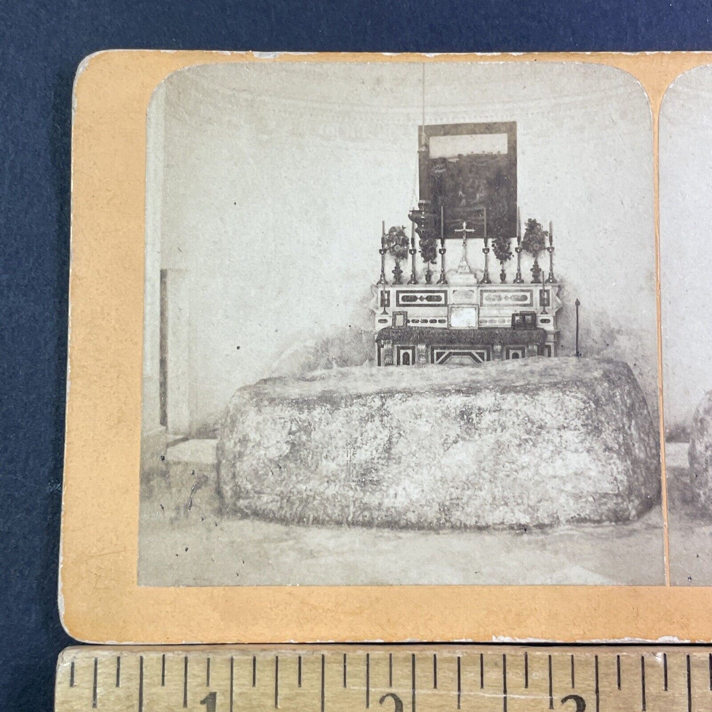 Mensa Christi Church Nazareth Israel Stereoview Antique c1875 X1820