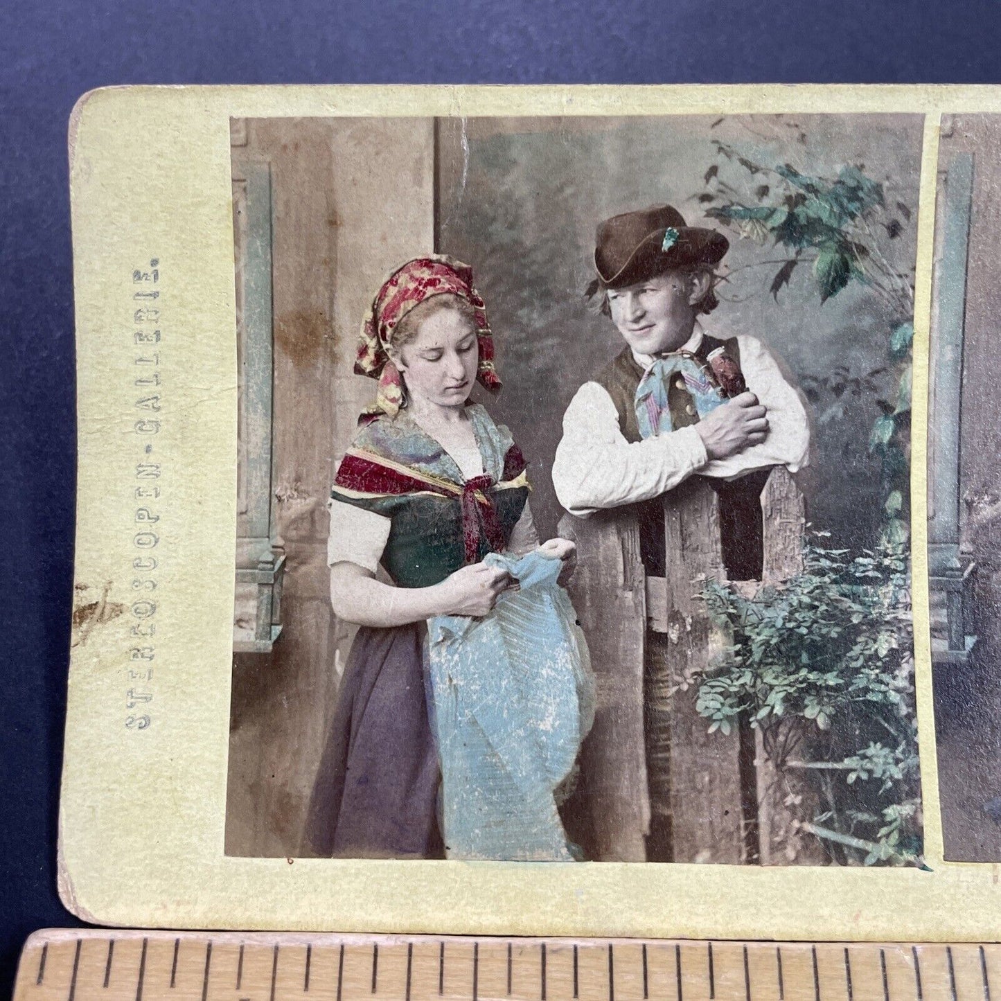 Antique 1870s Boy And Girl Falling In Love Berlin Stereoview Photo Card P4114