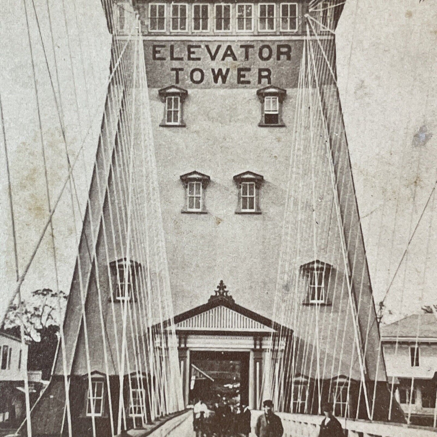 Niagara Falls Suspension Bridge Stereoview George Barker Antique c1865 X1279