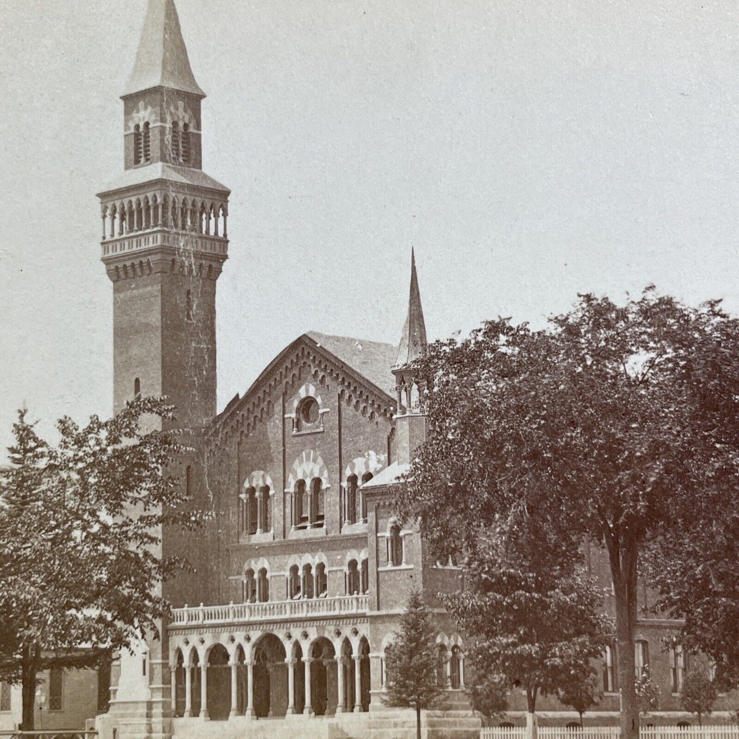 Antique 1870s Town Hall Completed Easthampton MA Stereoview Photo Card V465