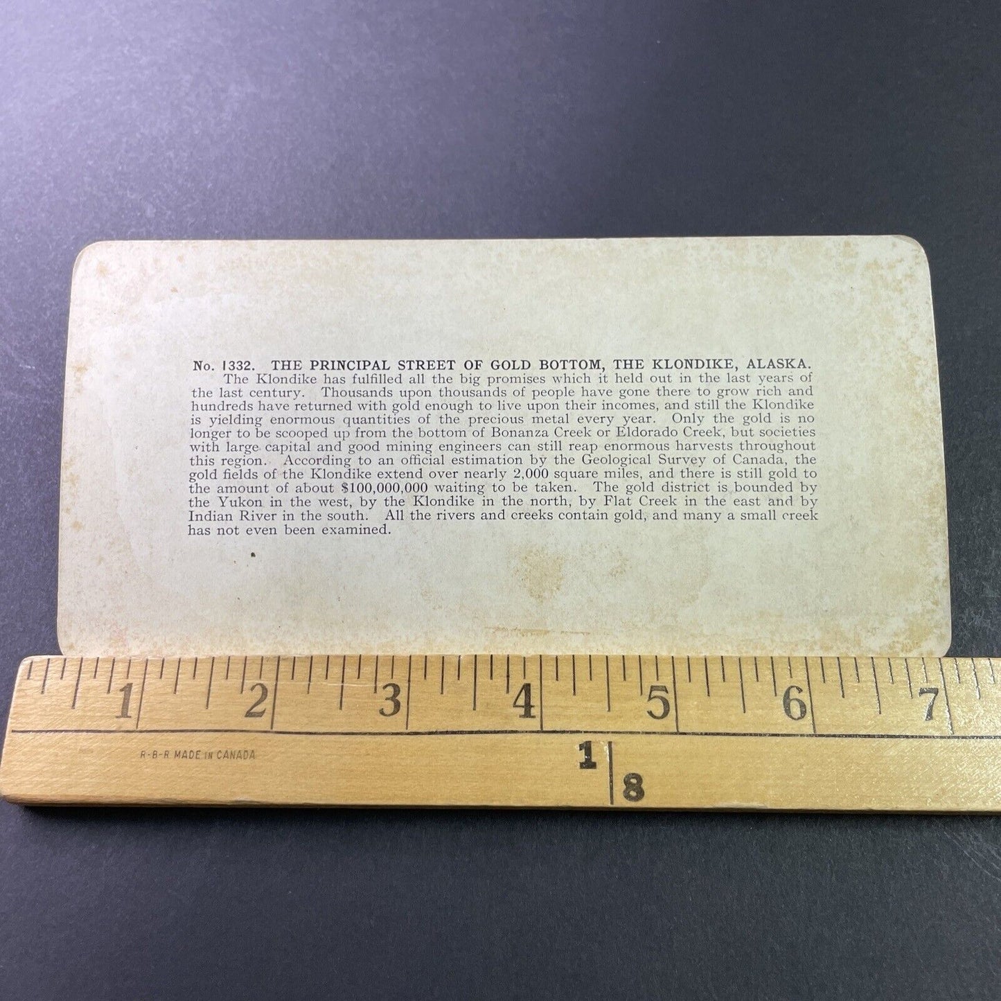 Antique 1905 Dawson City Alaska Hand Colored Stereoview Photo Card P3313