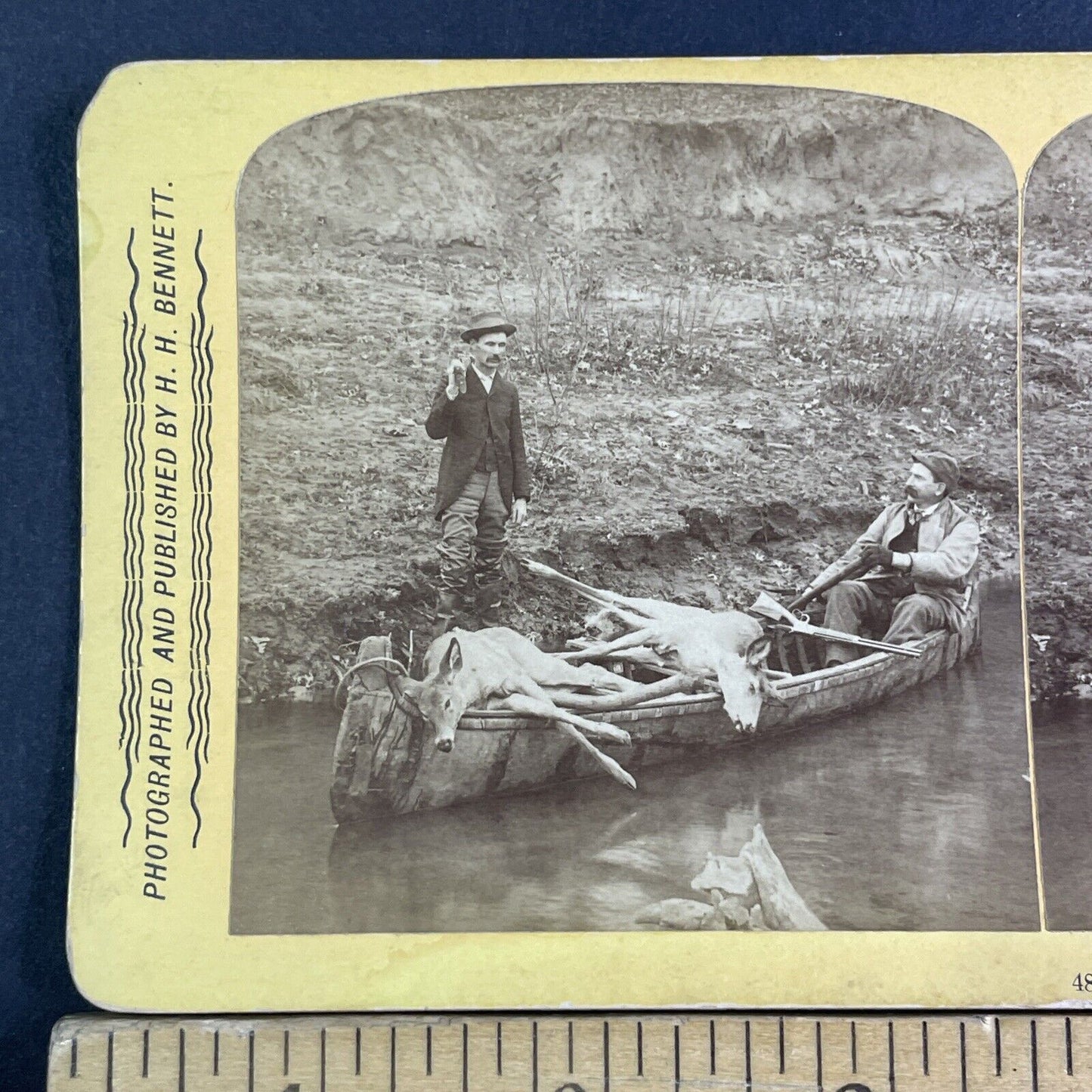 H.H. Bennett Hunting On The Wisconsin River Stereoview Antique c1870s X3137