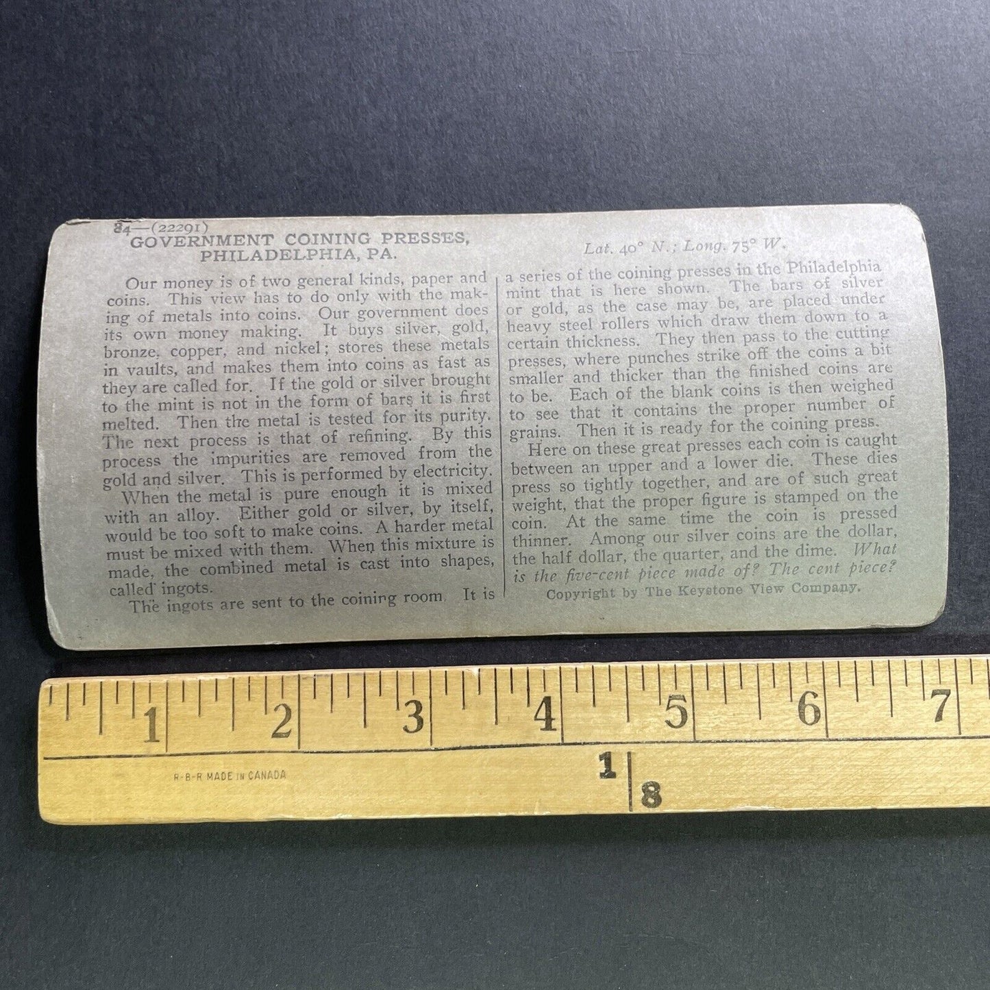 Antique 1910s Coin Press Philadelphia Mint Stereoview Photo Card P1759