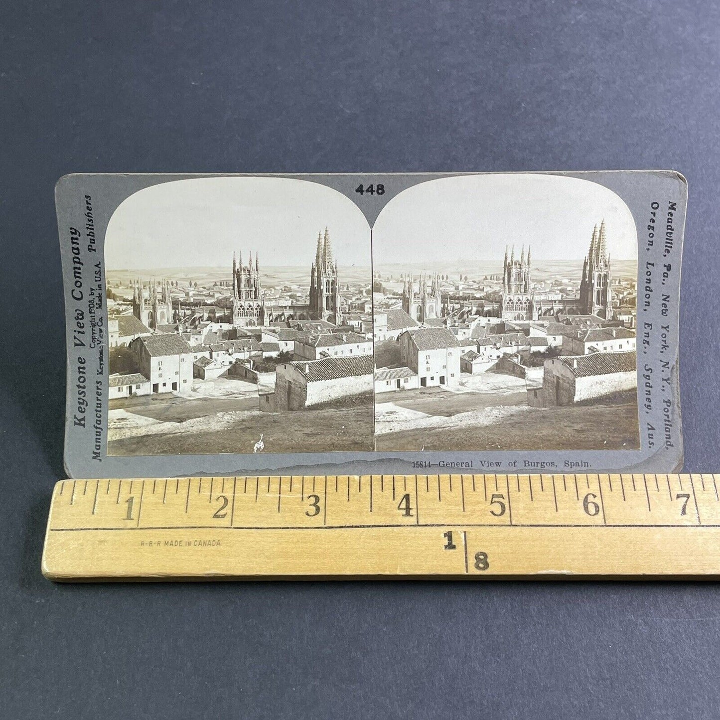 Antique 1908 Burgos Spain City View Stereoview Photo Card P2215