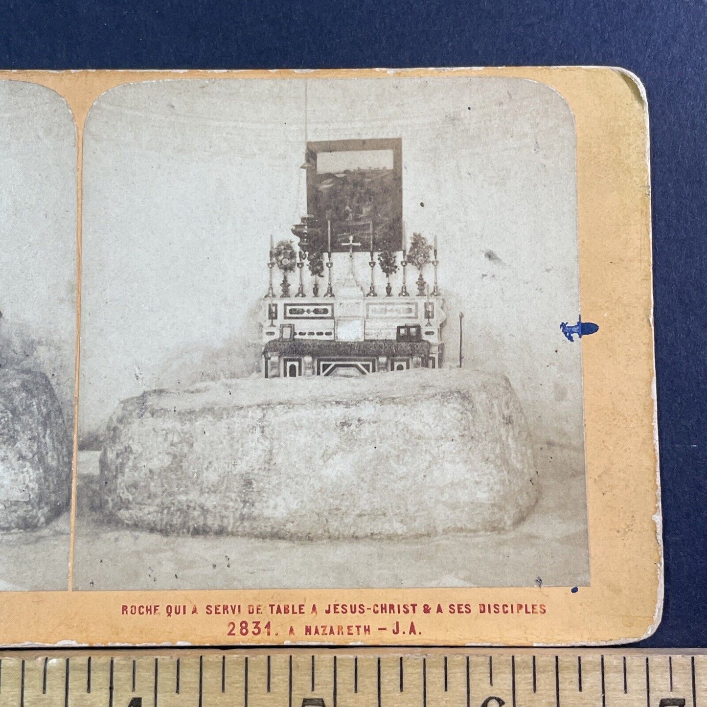 Mensa Christi Church Nazareth Israel Stereoview Antique c1875 X1820