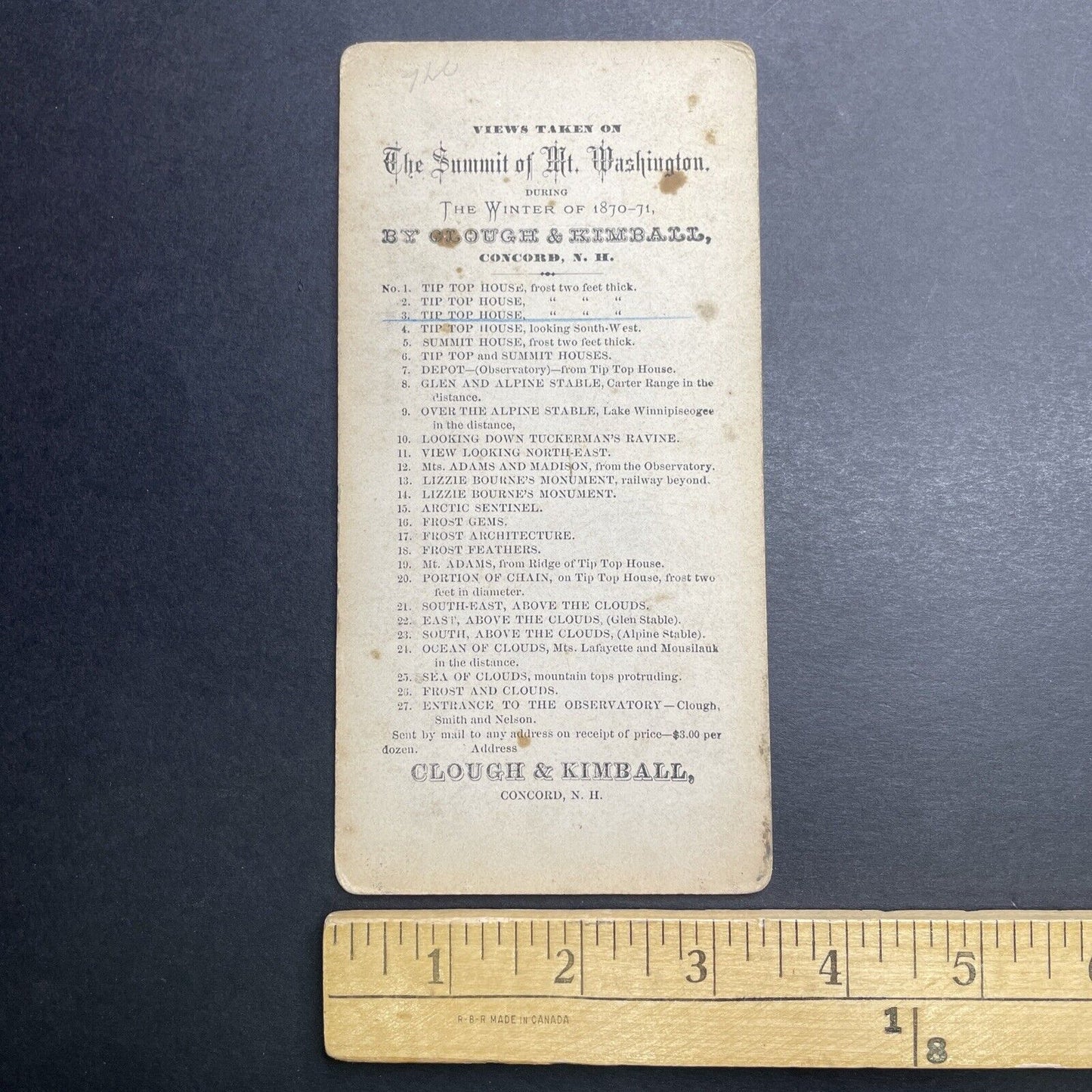 Antique 1871 Tip Top House Mt Washington Peak Summit Stereoview Photo Card P1203
