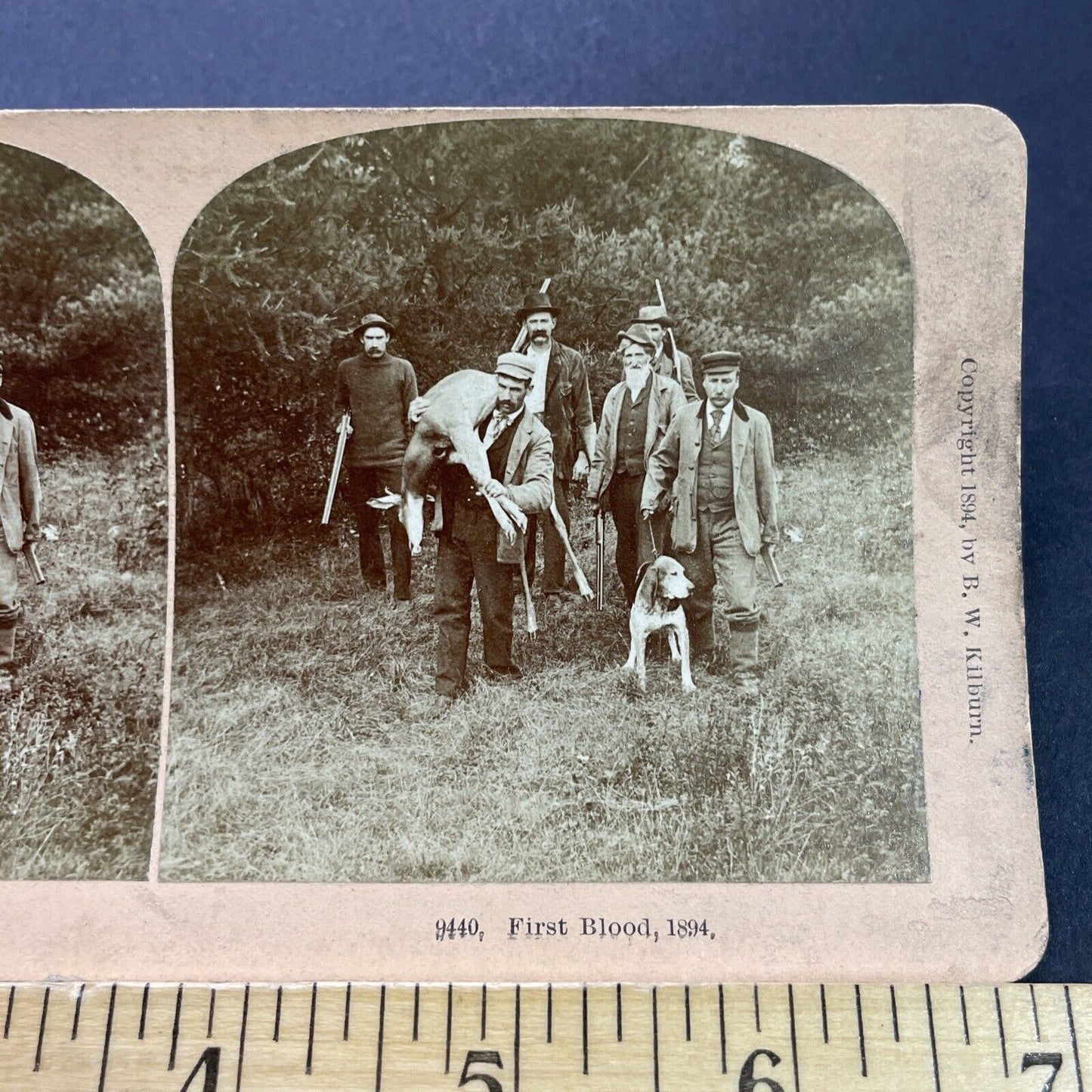 Antique 1894 Hunter Carries Deer Over His Shoulder Stereoview Photo Card P3512