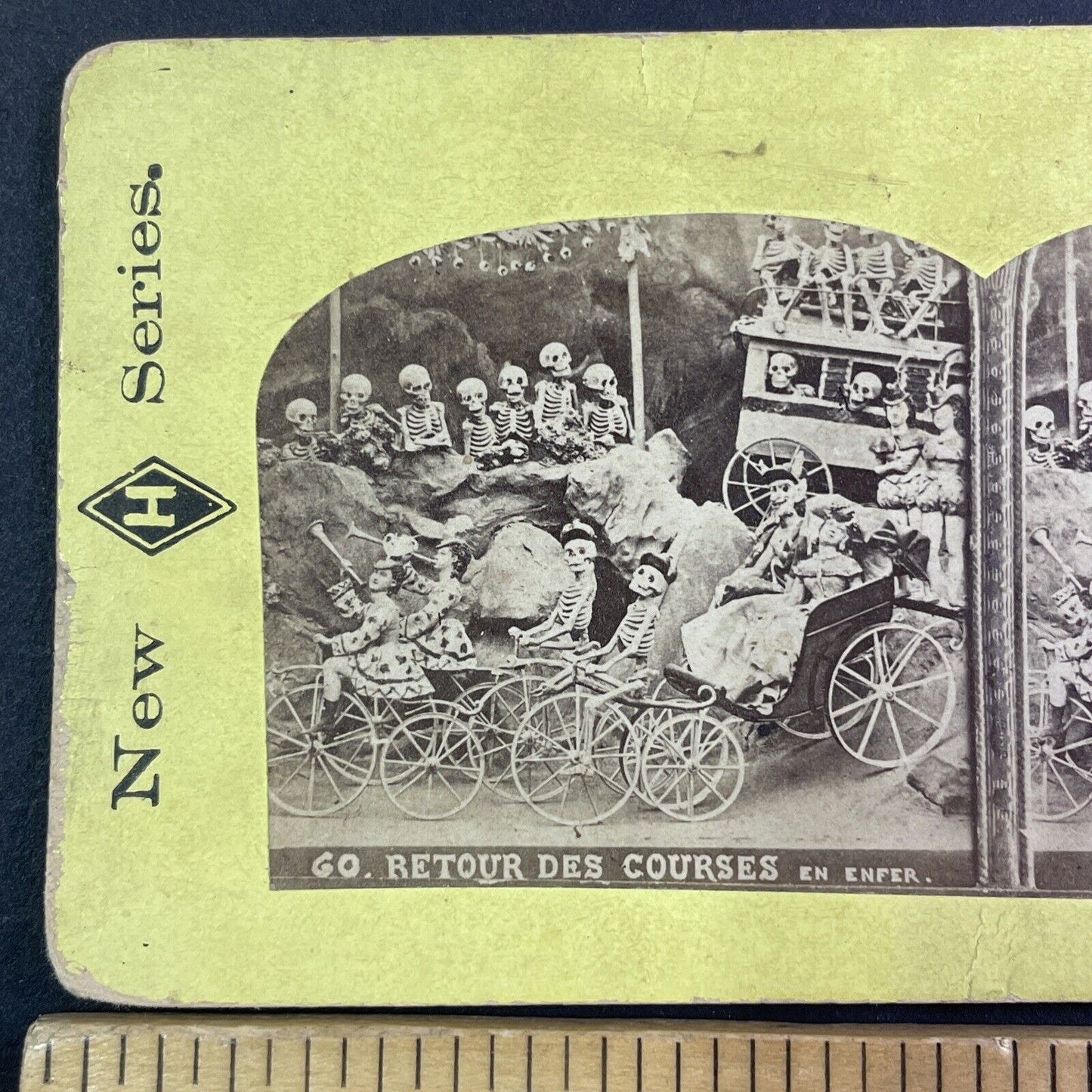 Diablerie Devil Skeleton Parade of the Dead Stereoview Antique c1870s Y1305 RARE