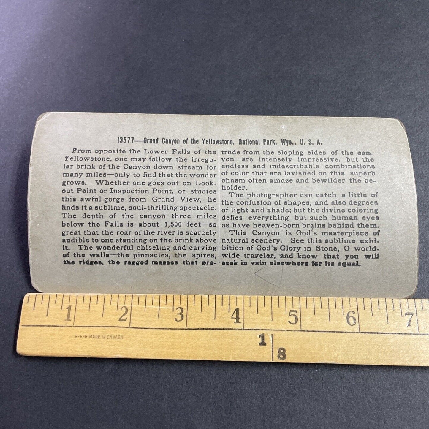 Antique 1903 Grand Canyon Yellowstone Wyoming Stereoview Photo Card P3609