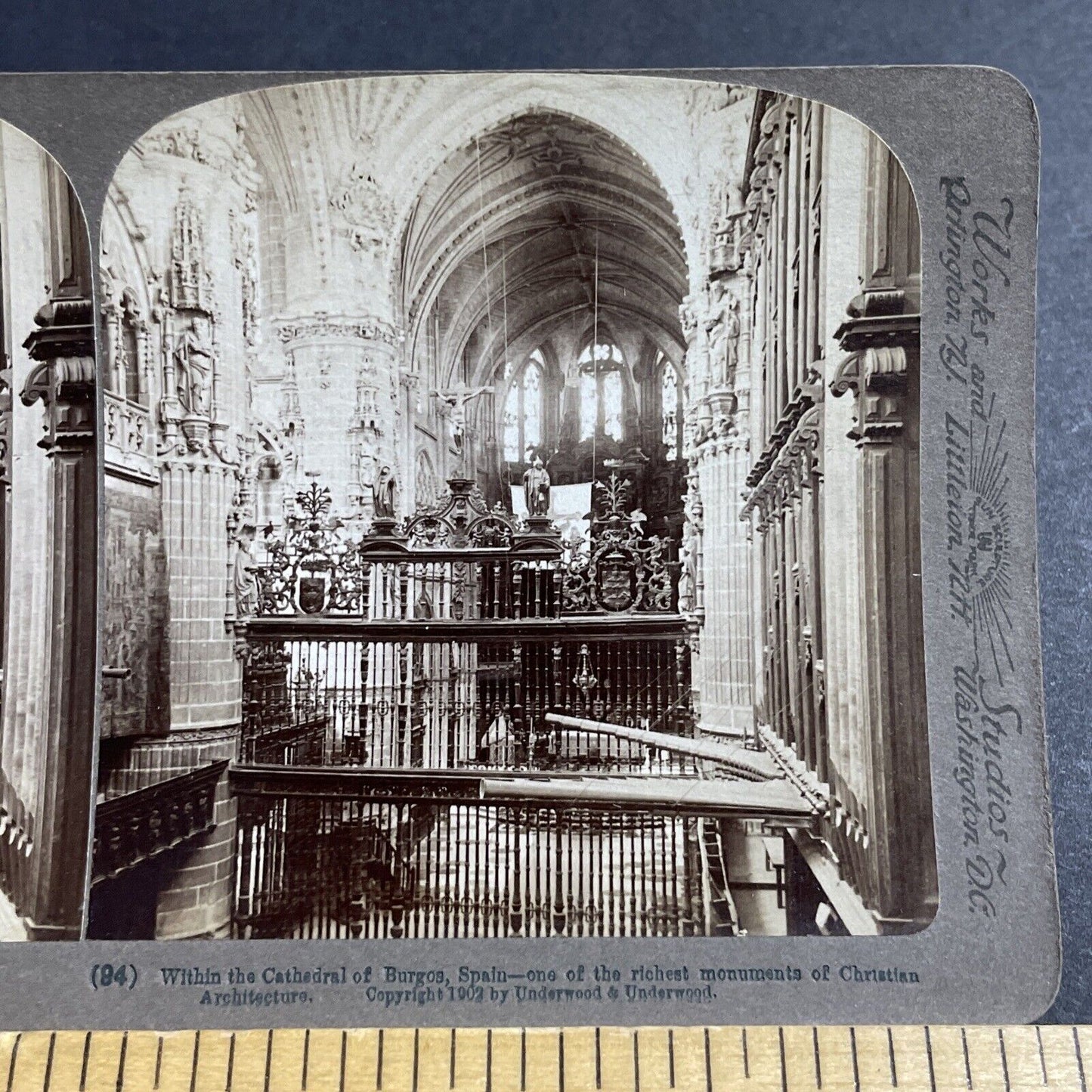 Antique 1902 The Cathedral Church In Burgos Spain Stereoview Photo Card P5191