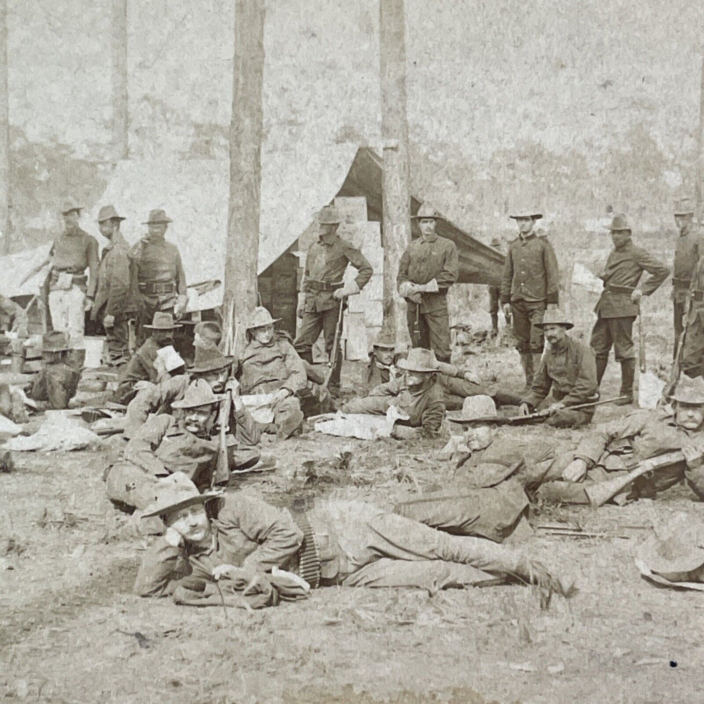 1st United States Cavalry Regiment Rough Riders Stereoview Antique c1898 X3519