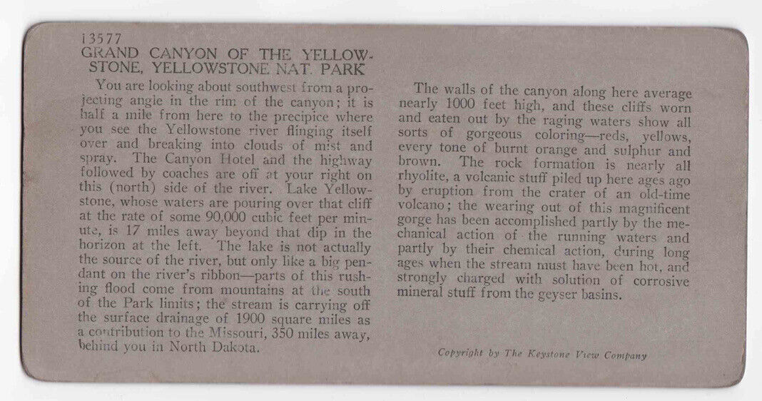 Antique 1899 Grand Canyon Yellowstone Lower Falls Canyon Junction Photo Card P43