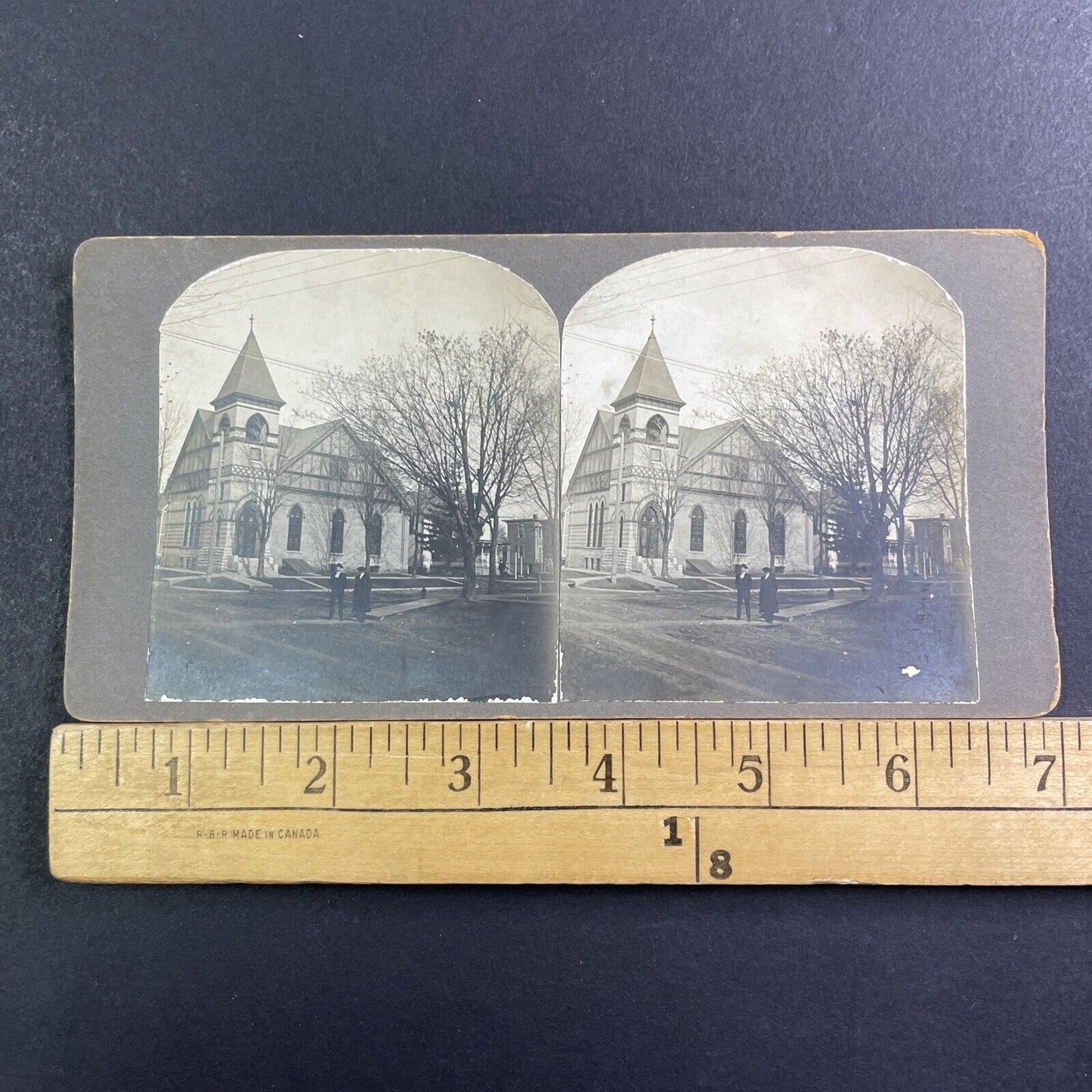 Congregational Church Stereoview Evansville Wisconsin Antique c1910 X1551