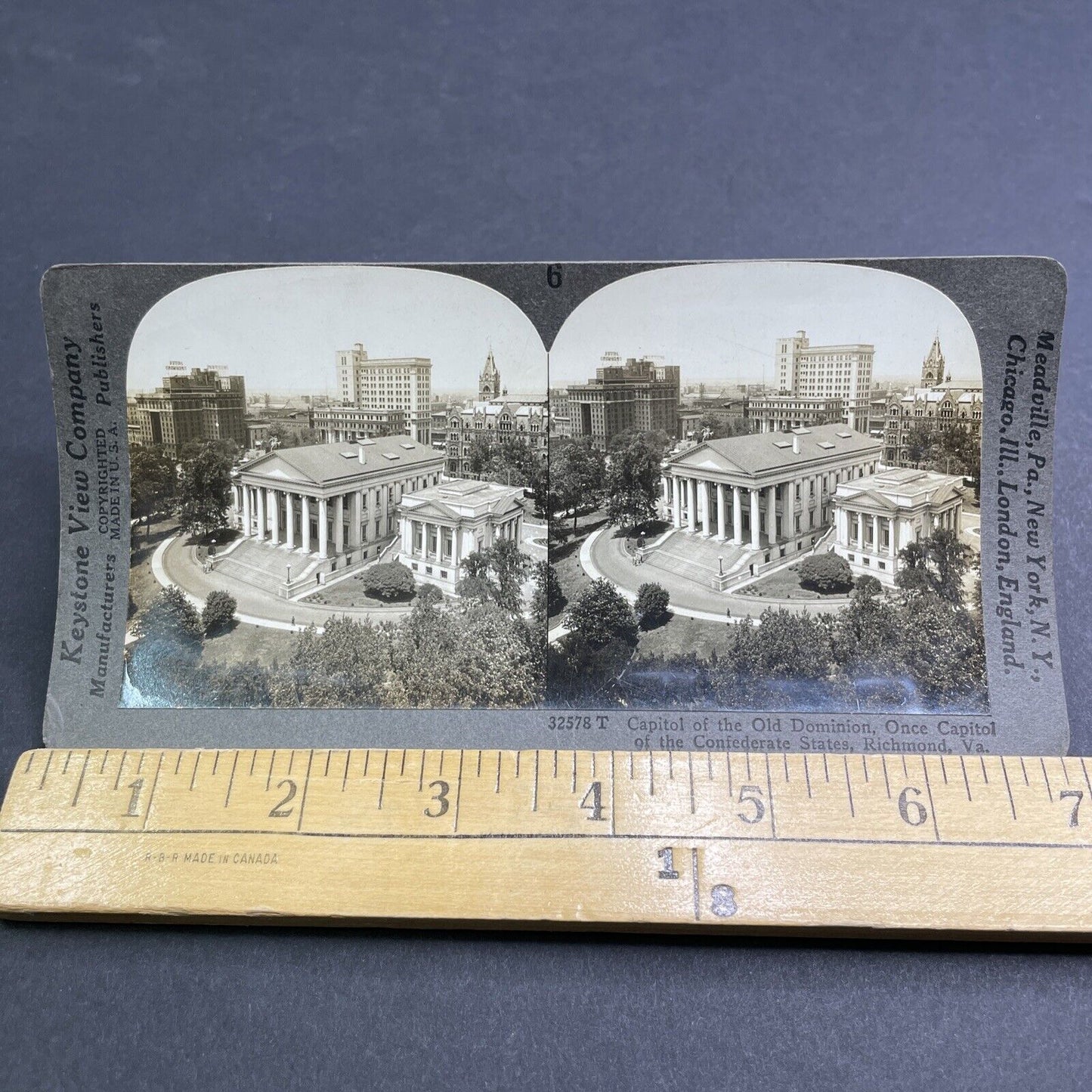 Antique 1929 Capitol Confederate States Richmond VA Stereoview Photo Card P1935