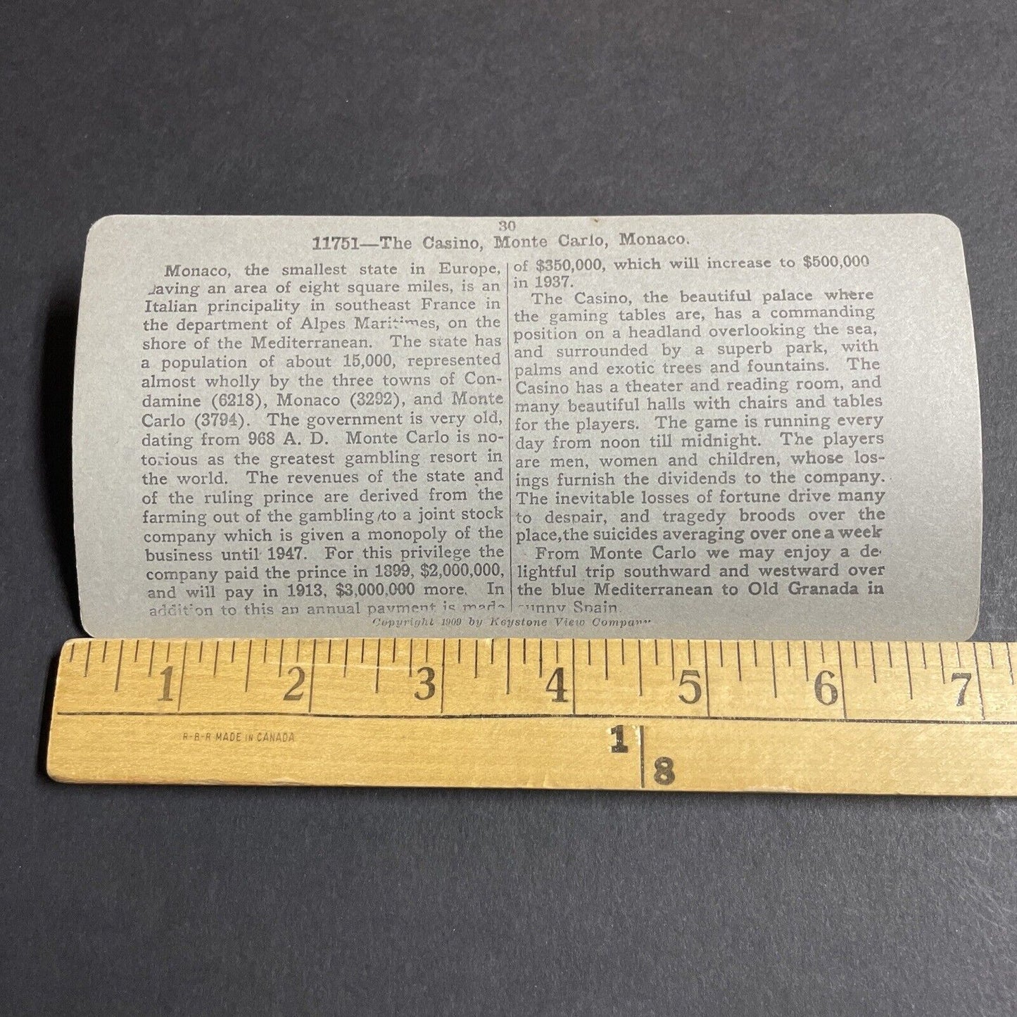 Antique 1920s Great Poker Casino Monte Carlo Monaco Stereoview Photo Card P4250