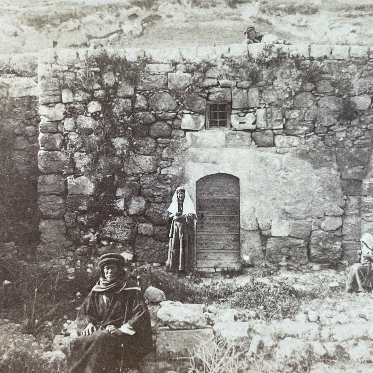 Antique 1880s Palestinian Family Bethany Israel Stereoview Photo Card P3851