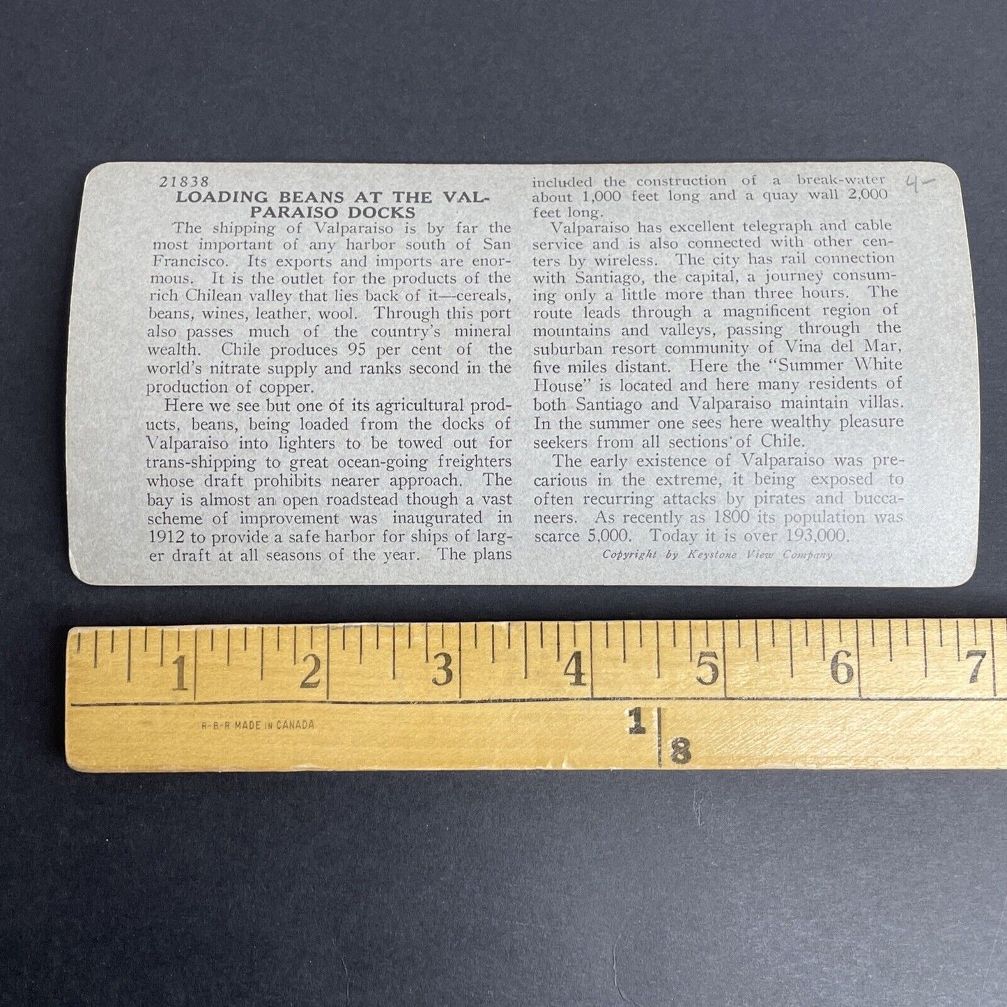 Antique 1913 Valparaiso Chile Shipping Harbor Port Stereoview Photo Card P965