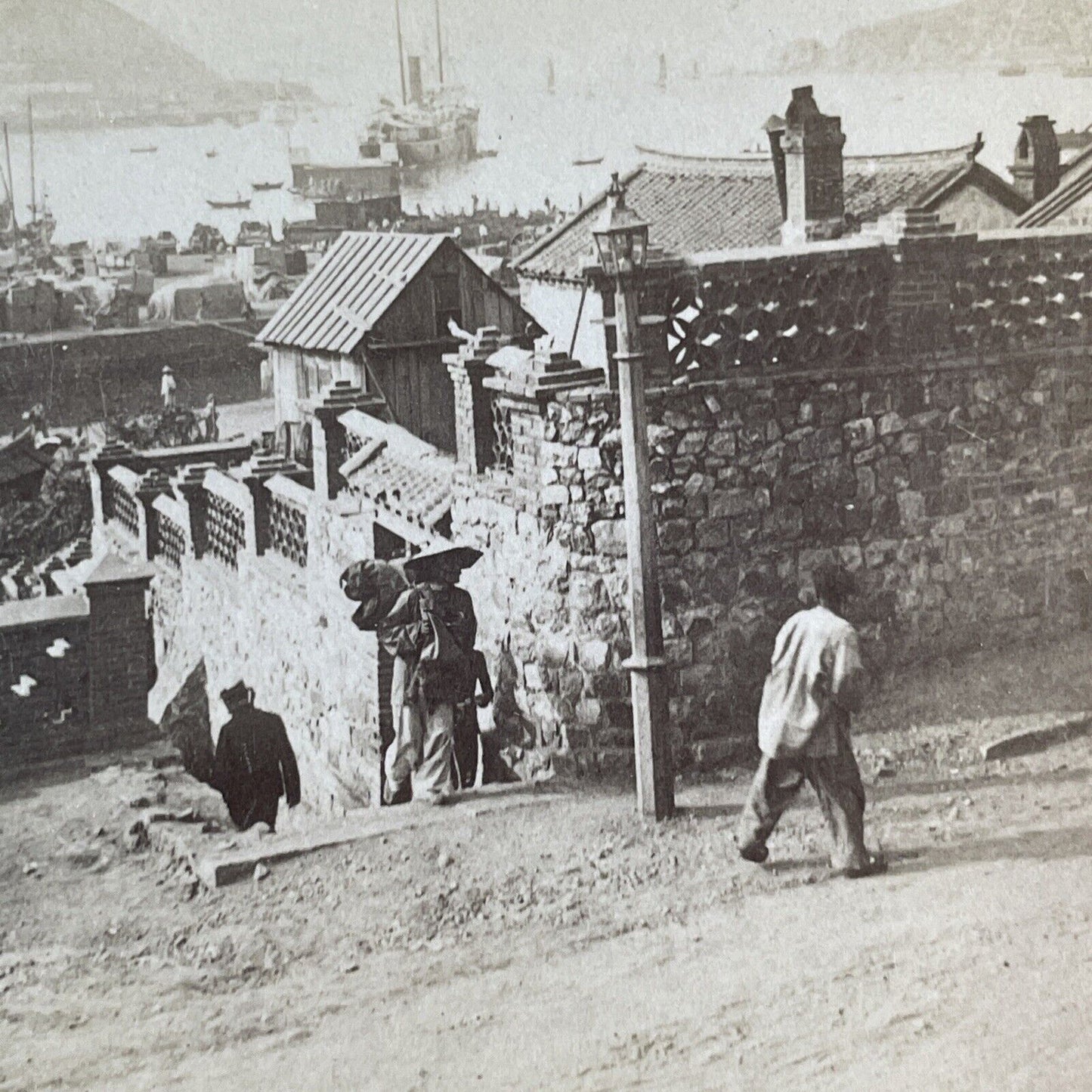 Dalian Lushun China City Walls and Gates Stereoview Antique c1904 X4209